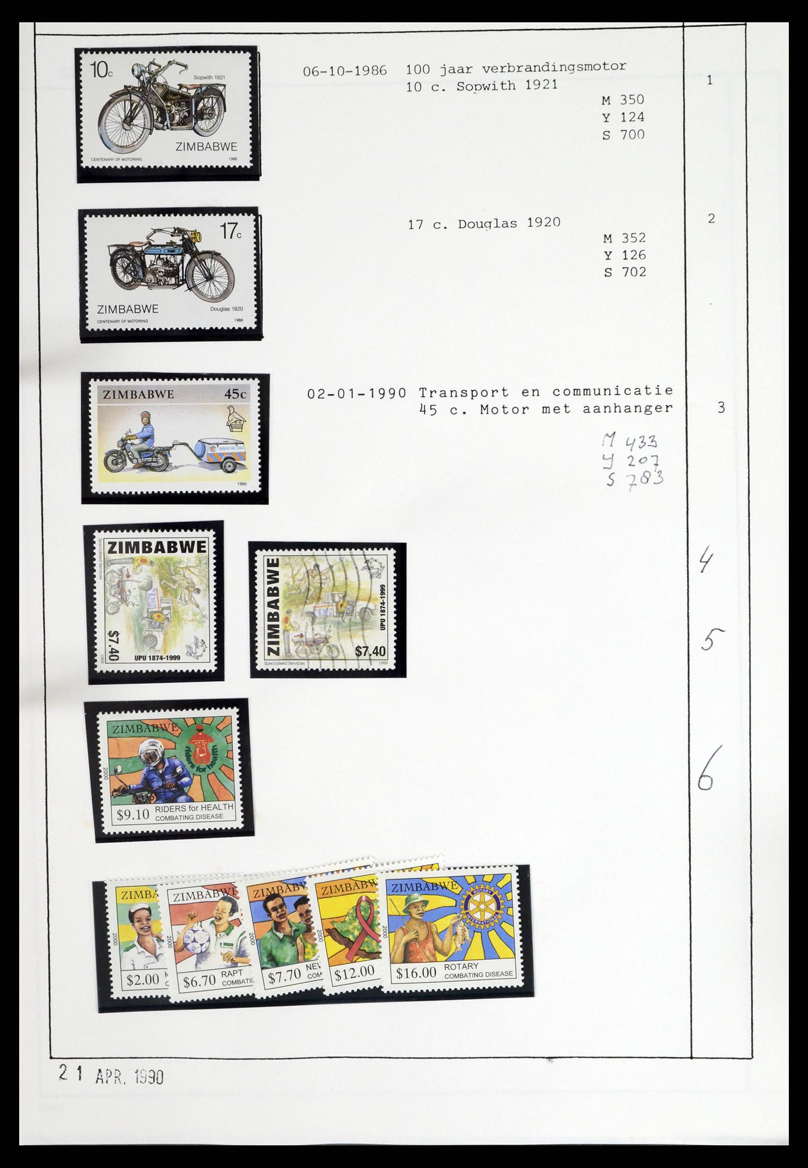37462 304 - Postzegelverzameling 37462 Motief Motoren 1922-2000.