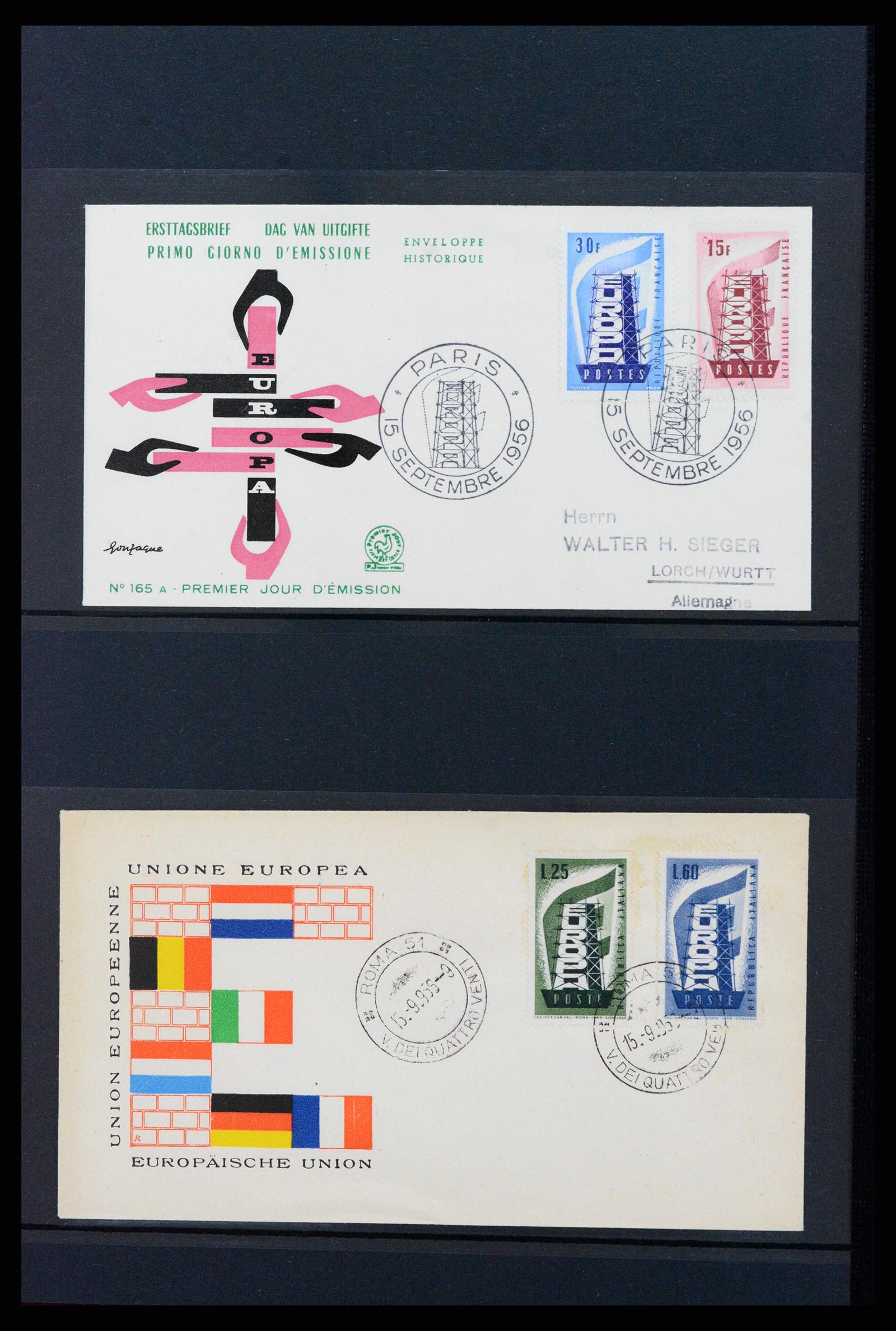 37463 002 - Postzegelverzameling 37463 Europa CEPT FDC's 1956-1994.