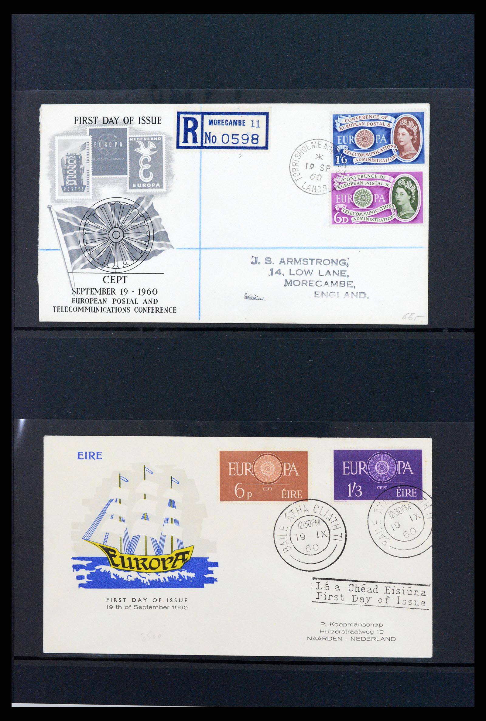 37463 019 - Postzegelverzameling 37463 Europa CEPT FDC's 1956-1994.
