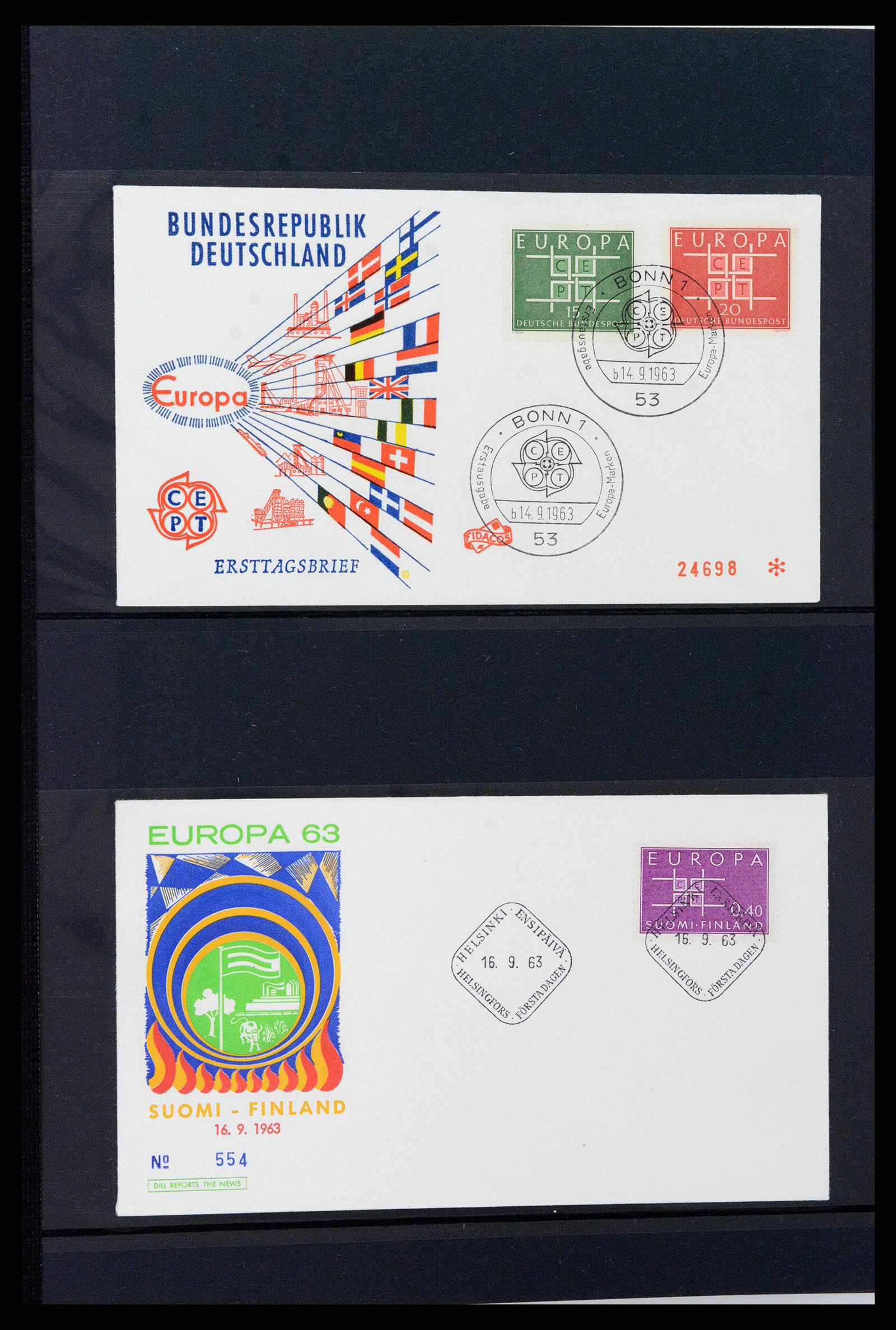 37463 044 - Postzegelverzameling 37463 Europa CEPT FDC's 1956-1994.