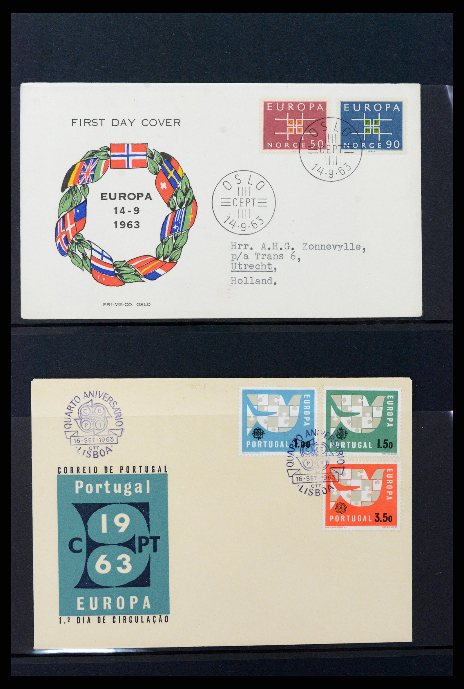 37463 049 - Postzegelverzameling 37463 Europa CEPT FDC's 1956-1994.