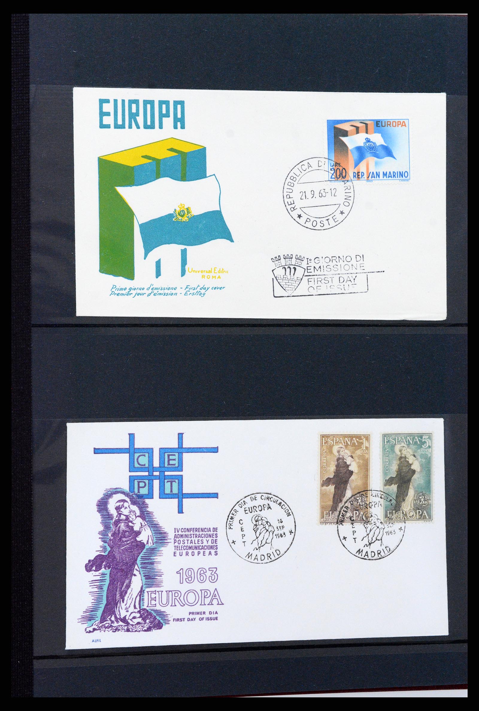37463 050 - Postzegelverzameling 37463 Europa CEPT FDC's 1956-1994.