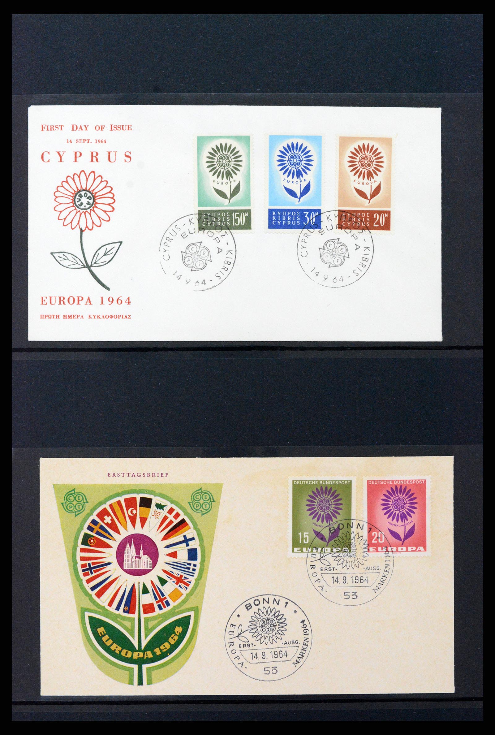 37463 053 - Postzegelverzameling 37463 Europa CEPT FDC's 1956-1994.