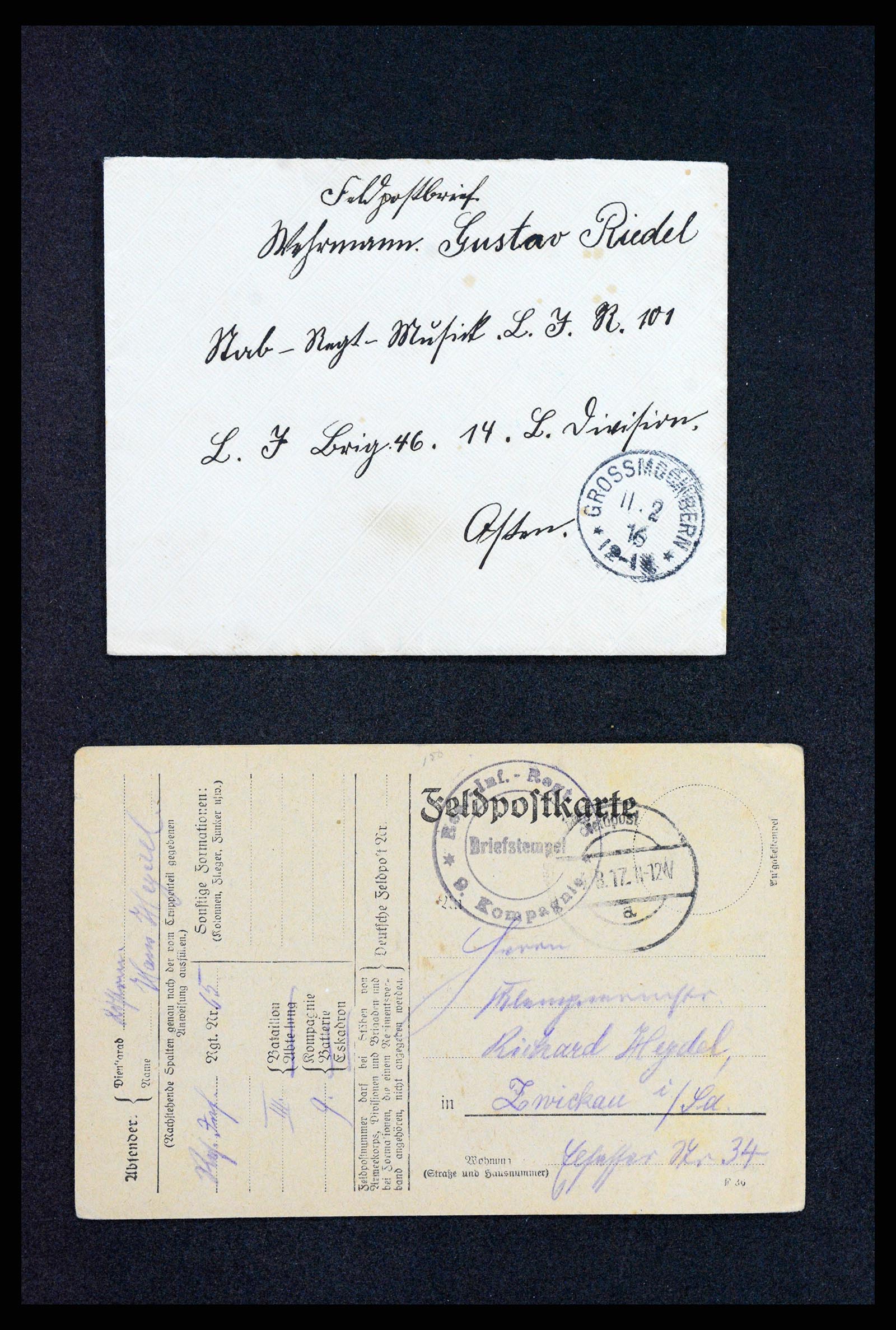 37491 019 - Postzegelverzameling 37491 Duitsland brieven en kaarten WO I 1914-191