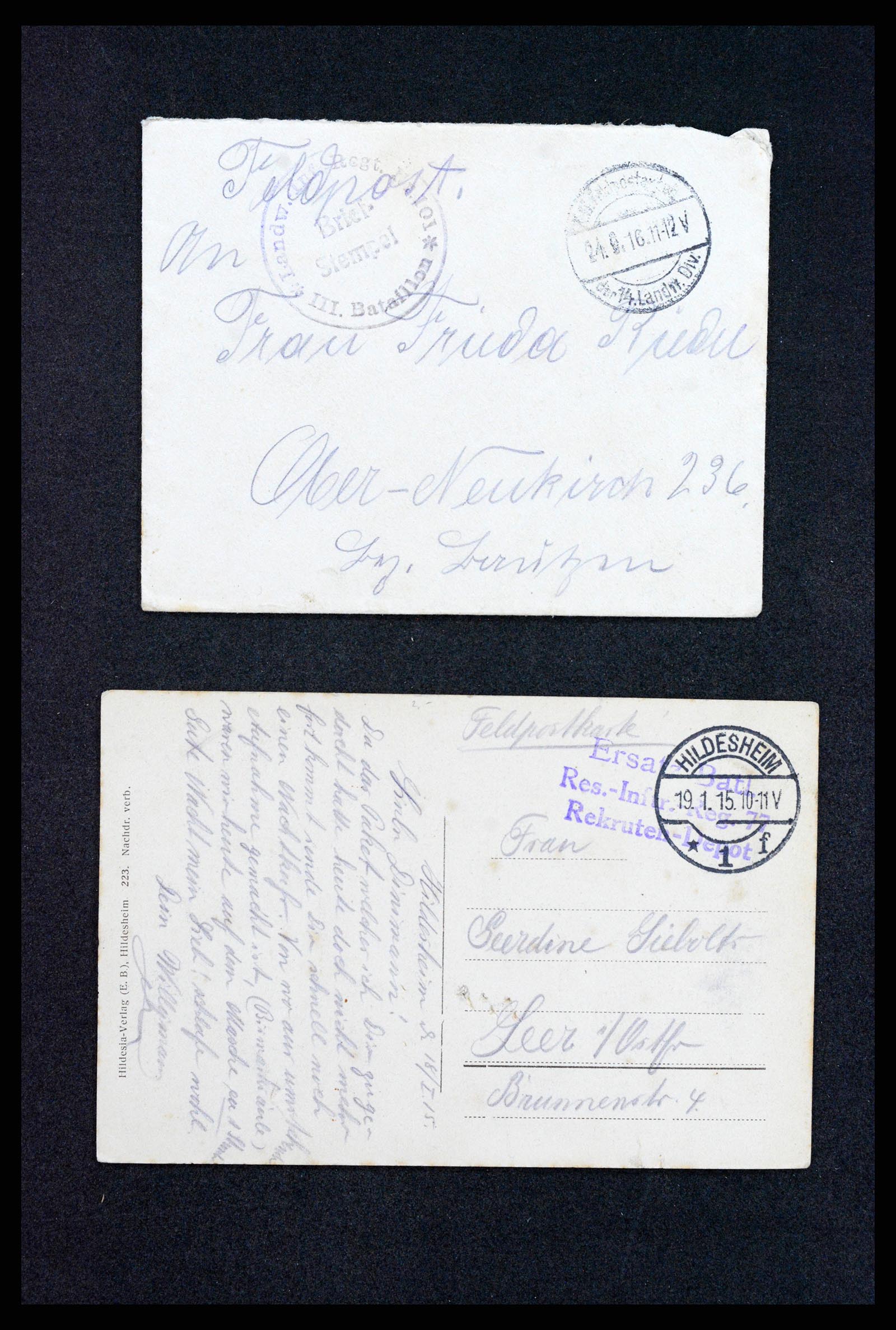 37491 021 - Postzegelverzameling 37491 Duitsland brieven en kaarten WO I 1914-191