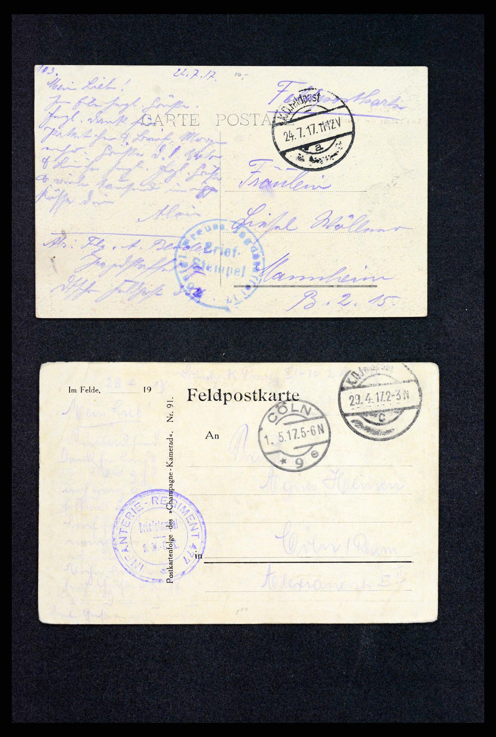 37491 031 - Postzegelverzameling 37491 Duitsland brieven en kaarten WO I 1914-191