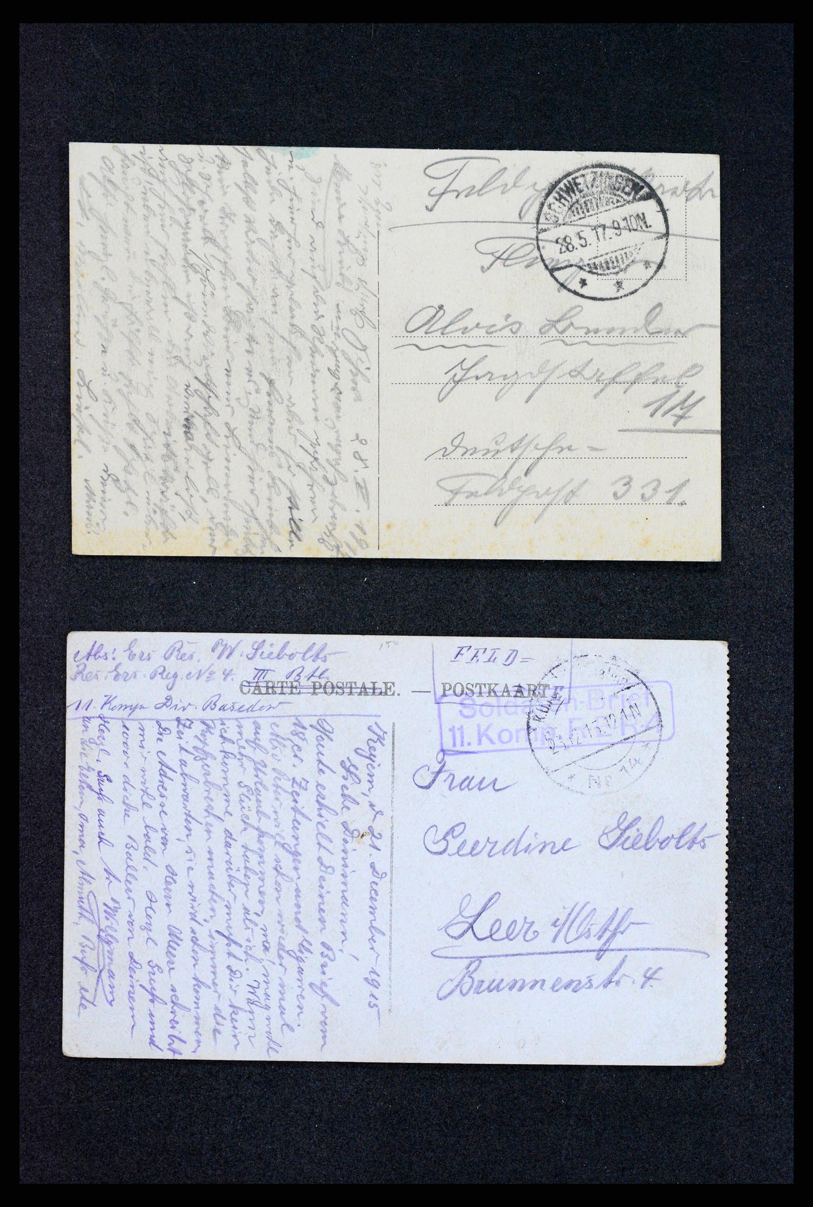 37491 033 - Postzegelverzameling 37491 Duitsland brieven en kaarten WO I 1914-191