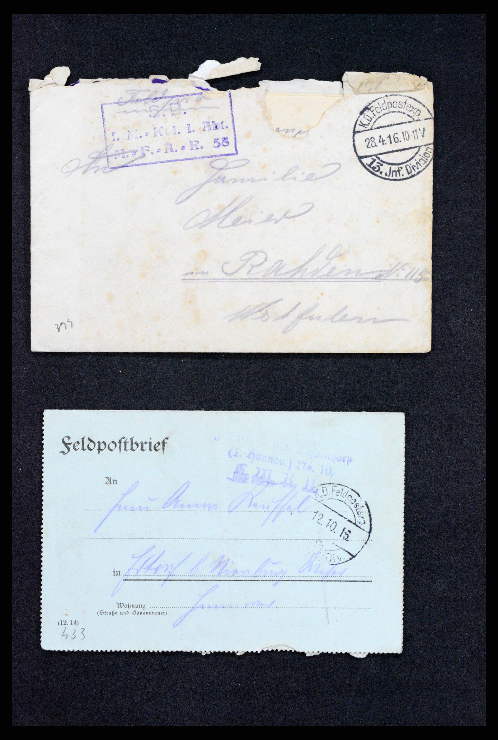 37491 039 - Postzegelverzameling 37491 Duitsland brieven en kaarten WO I 1914-191