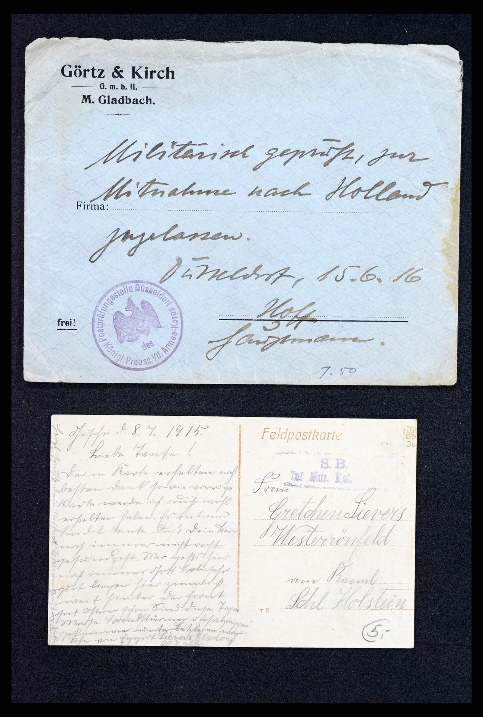 37491 043 - Postzegelverzameling 37491 Duitsland brieven en kaarten WO I 1914-191