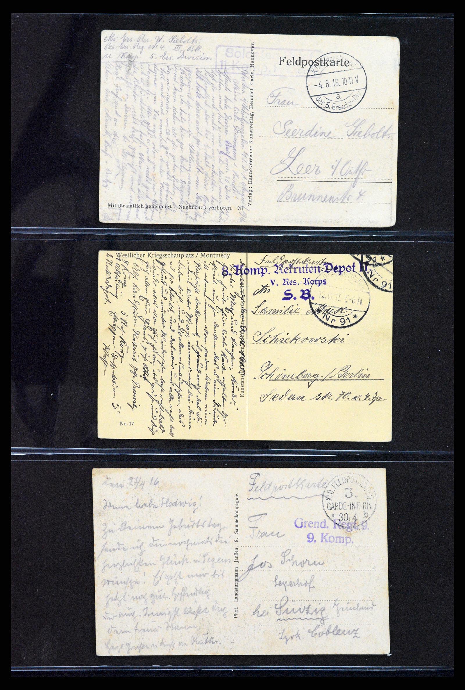 37491 059 - Postzegelverzameling 37491 Duitsland brieven en kaarten WO I 1914-191