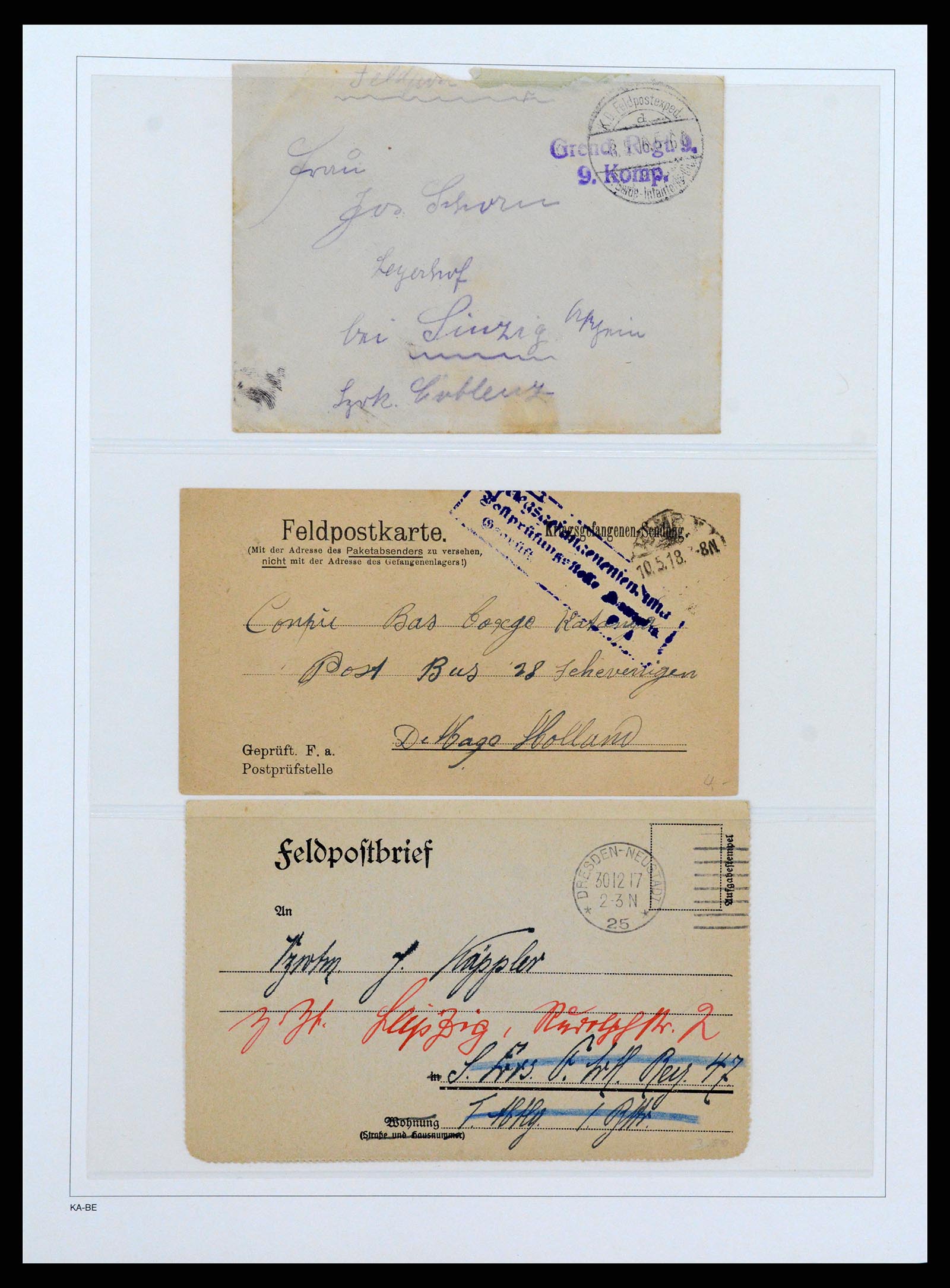 37491 070 - Postzegelverzameling 37491 Duitsland brieven en kaarten WO I 1914-191