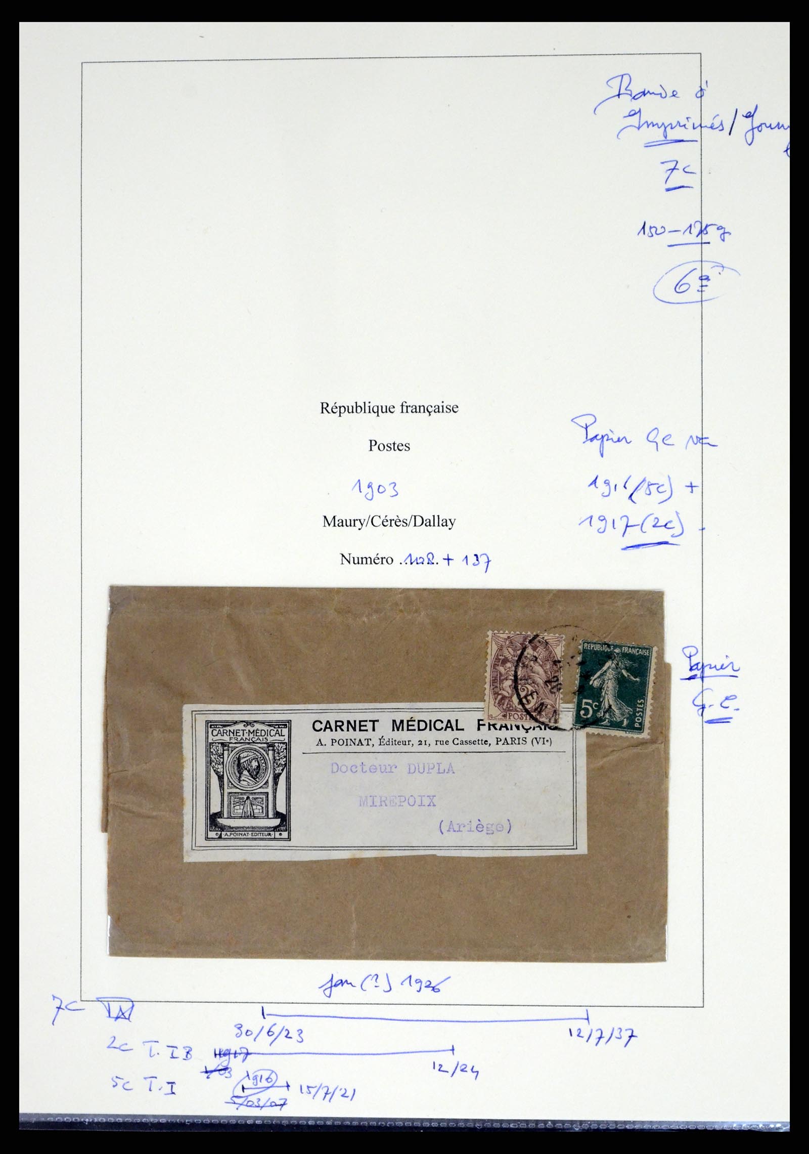 37492 074 - Postzegelverzameling 37492 Frankrijk back of the book en poststukken 