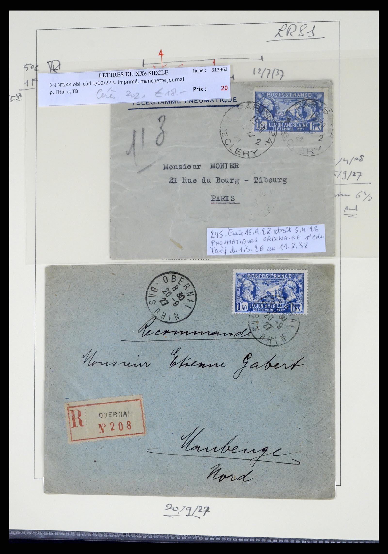 37492 081 - Postzegelverzameling 37492 Frankrijk back of the book en poststukken 