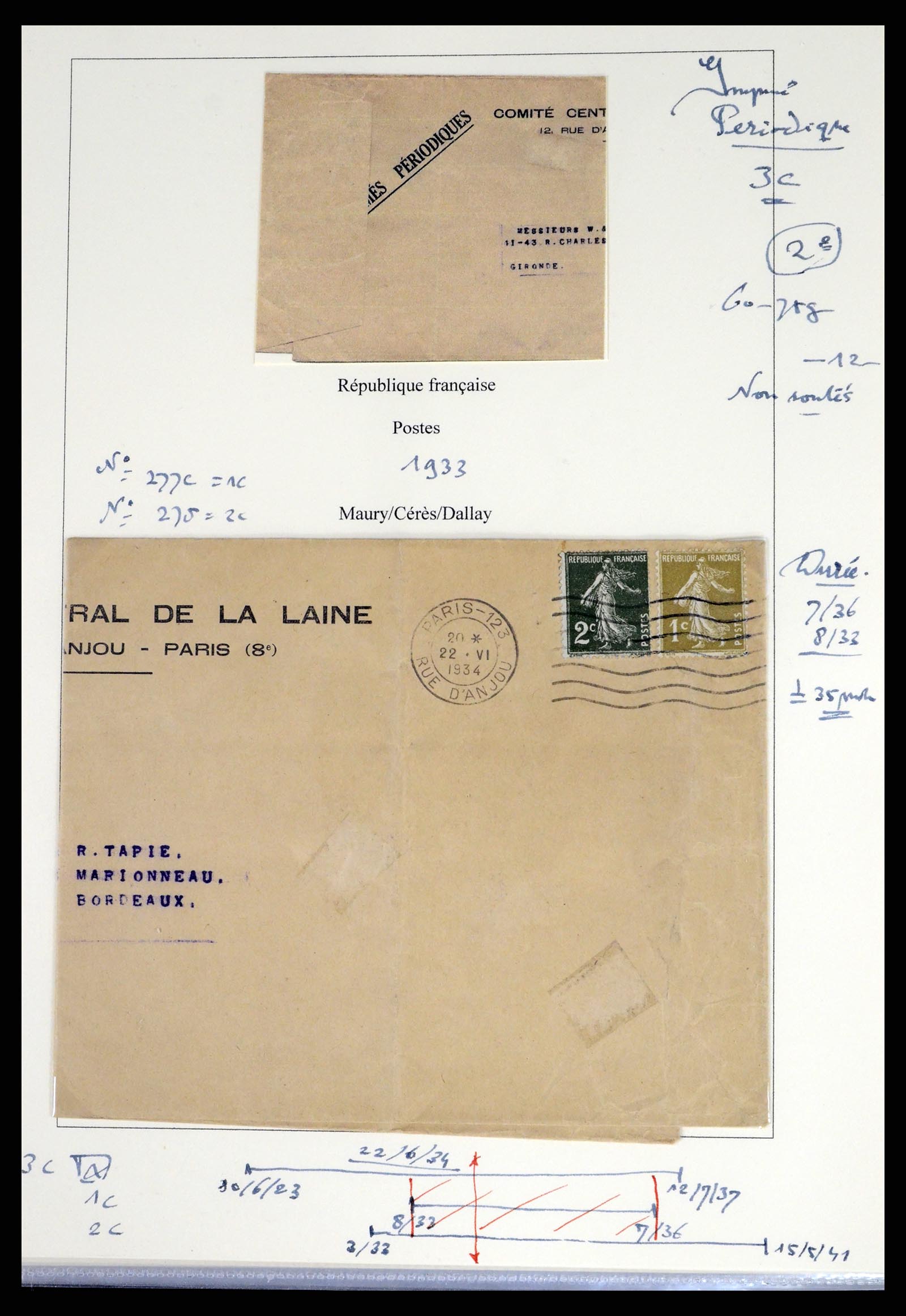 37492 091 - Postzegelverzameling 37492 Frankrijk back of the book en poststukken 