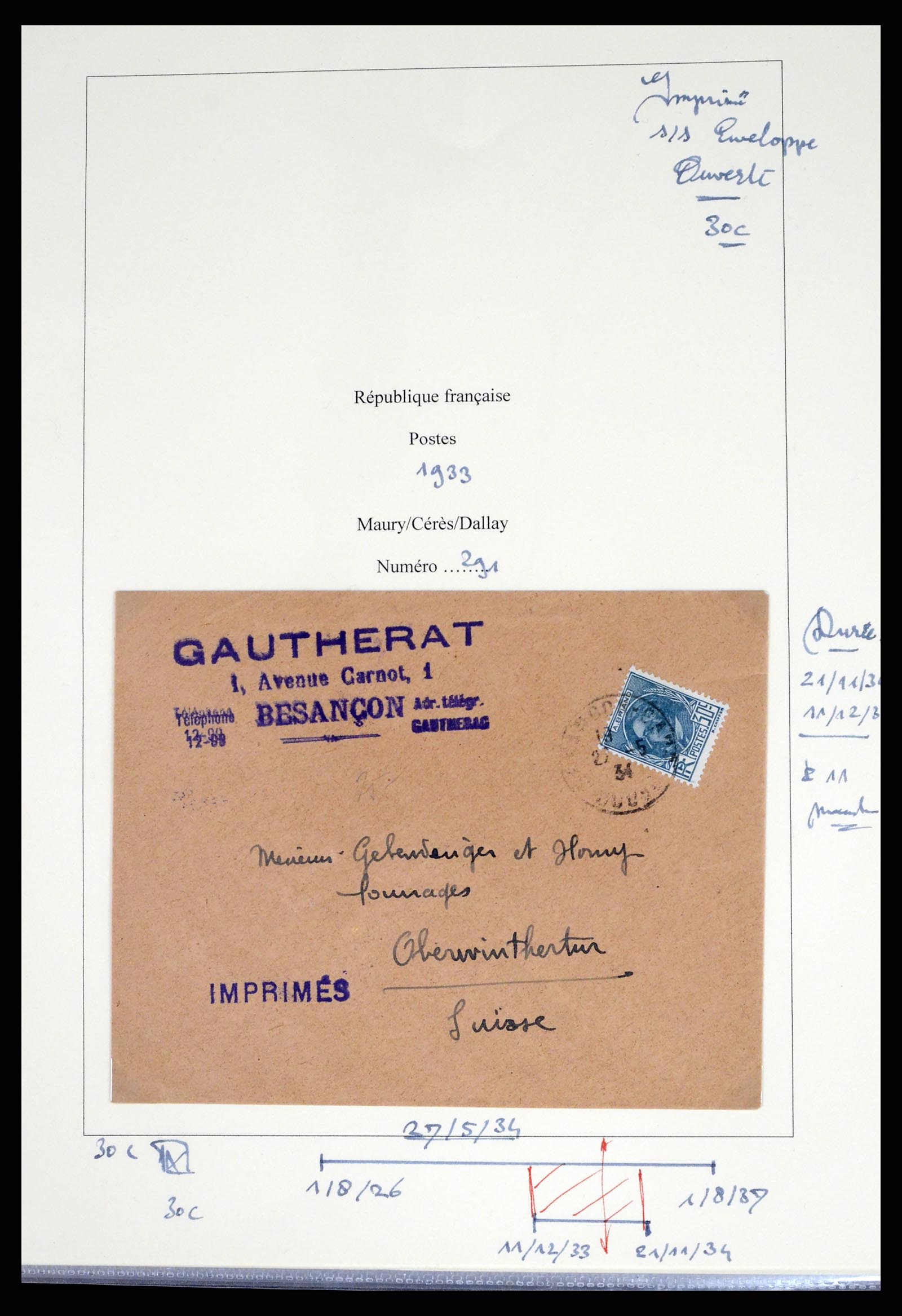 37492 094 - Postzegelverzameling 37492 Frankrijk back of the book en poststukken 