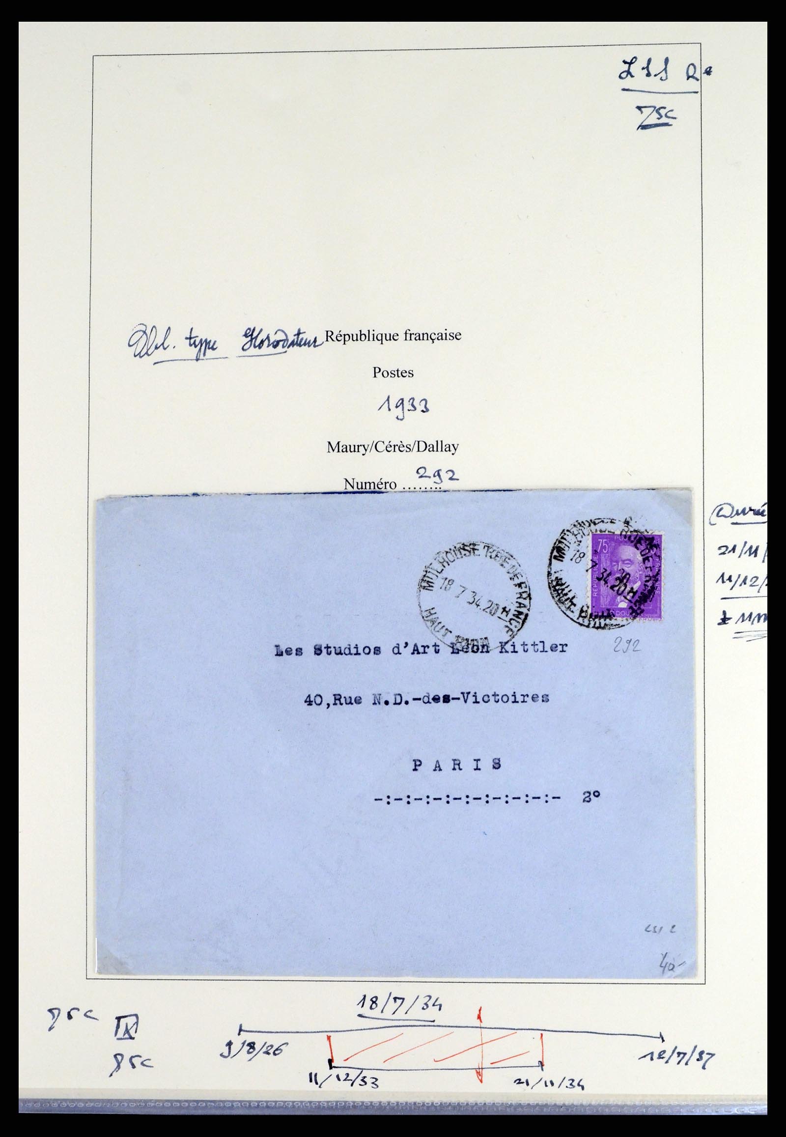 37492 095 - Postzegelverzameling 37492 Frankrijk back of the book en poststukken 