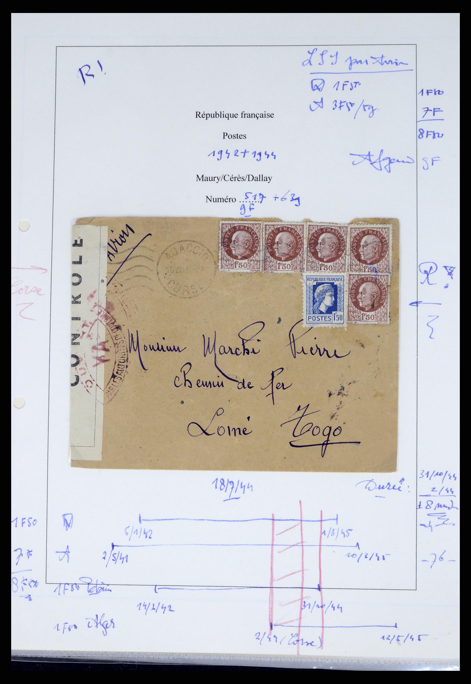 37492 133 - Postzegelverzameling 37492 Frankrijk back of the book en poststukken 