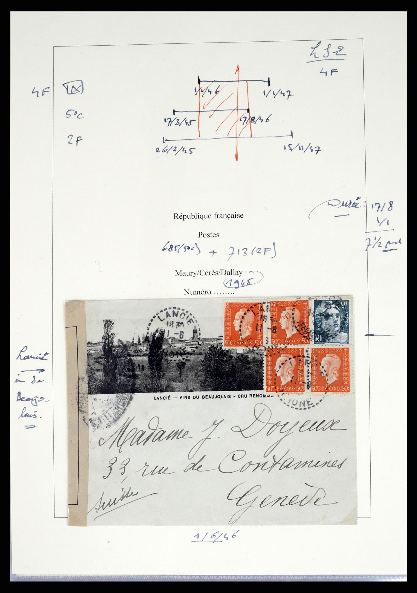 37492 138 - Postzegelverzameling 37492 Frankrijk back of the book en poststukken 