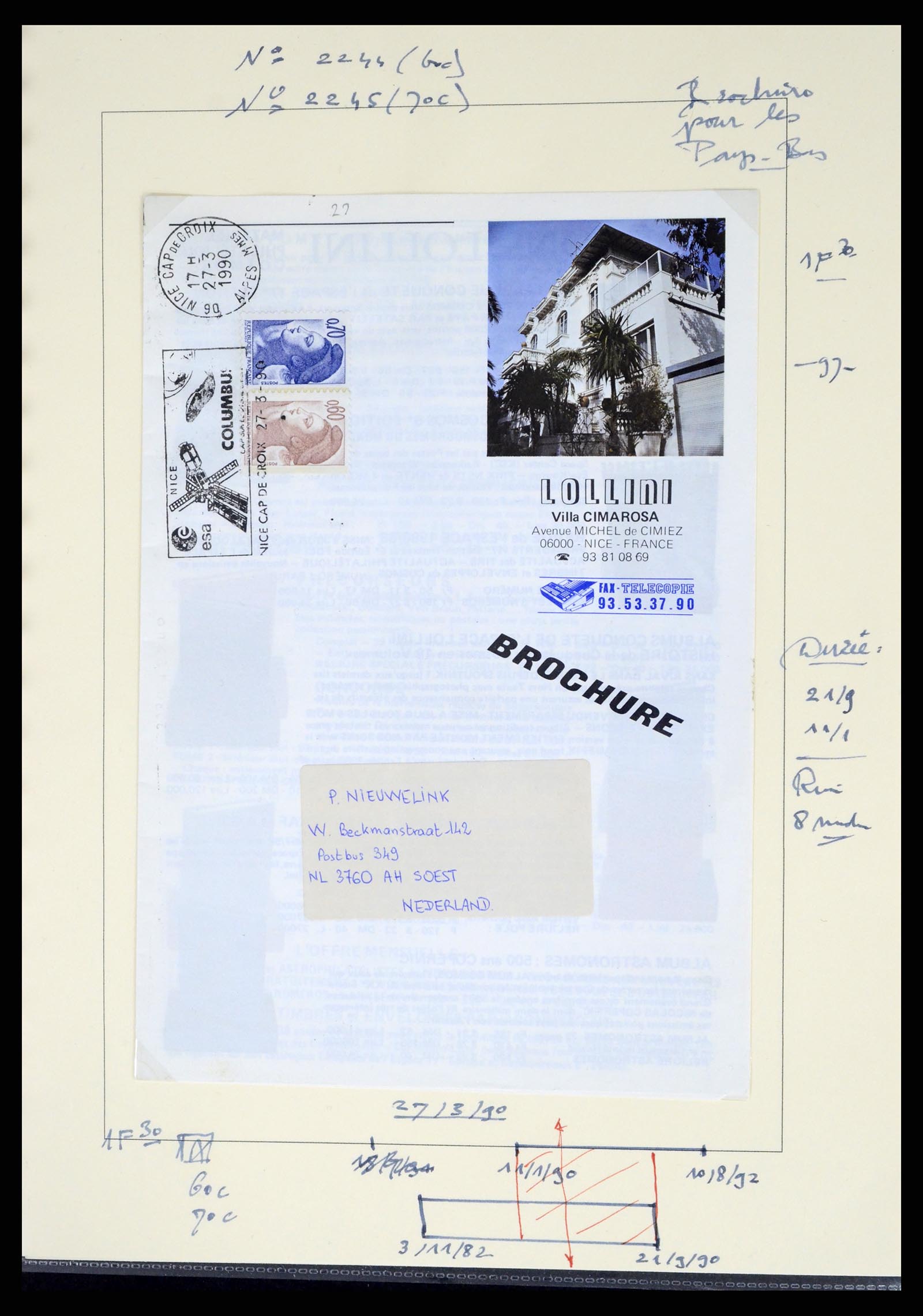 37492 261 - Postzegelverzameling 37492 Frankrijk back of the book en poststukken 