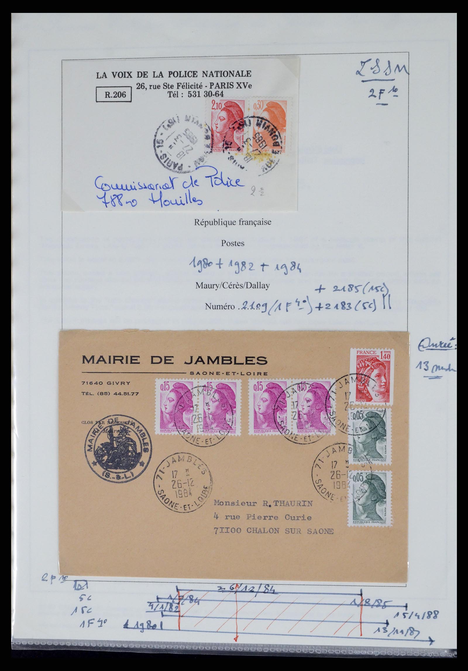 37492 264 - Postzegelverzameling 37492 Frankrijk back of the book en poststukken 