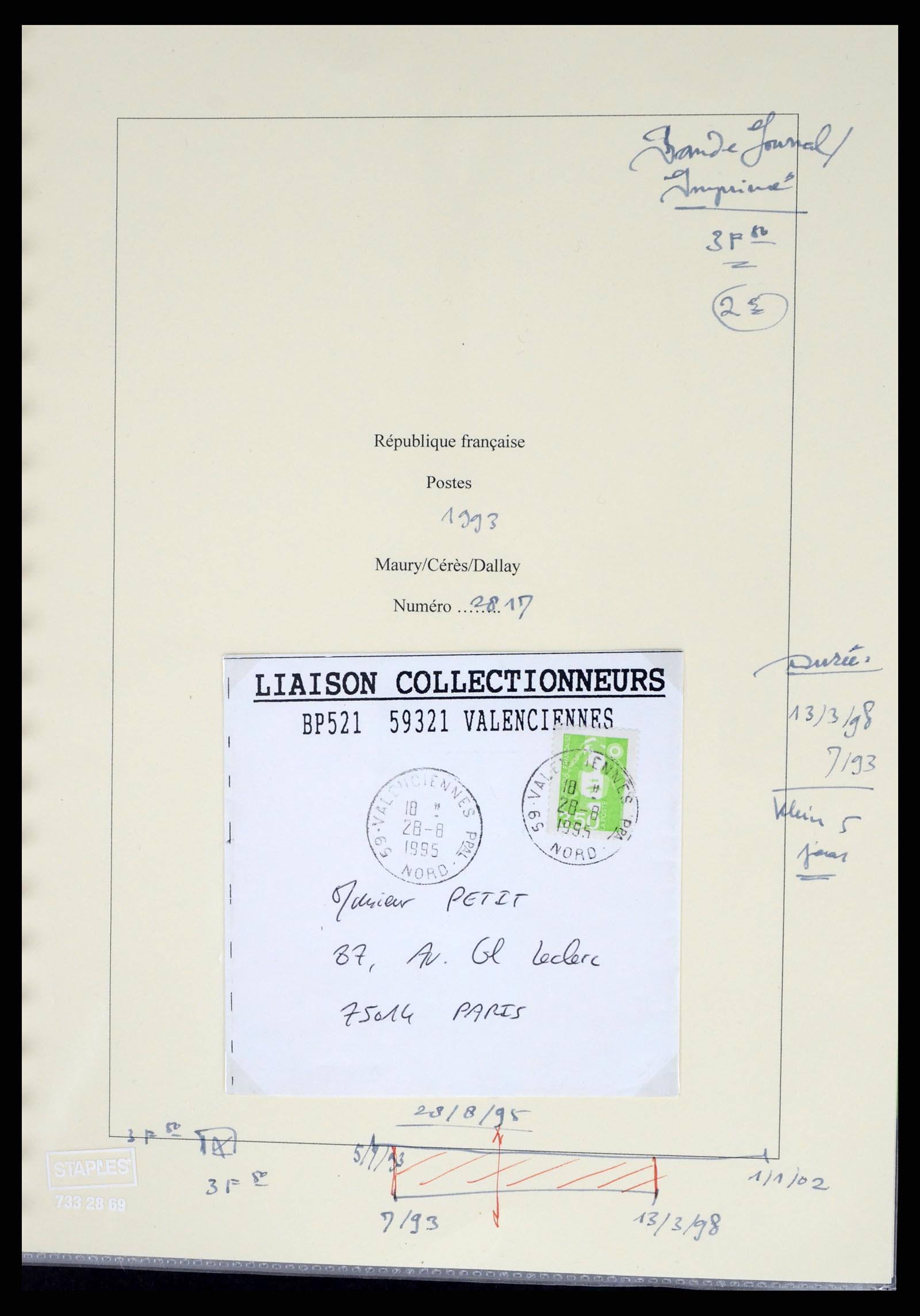 37492 267 - Postzegelverzameling 37492 Frankrijk back of the book en poststukken 