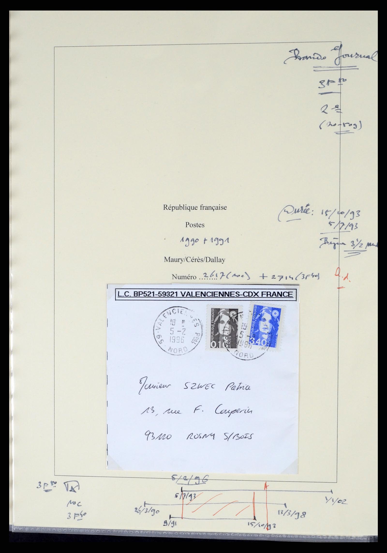 37492 268 - Postzegelverzameling 37492 Frankrijk back of the book en poststukken 
