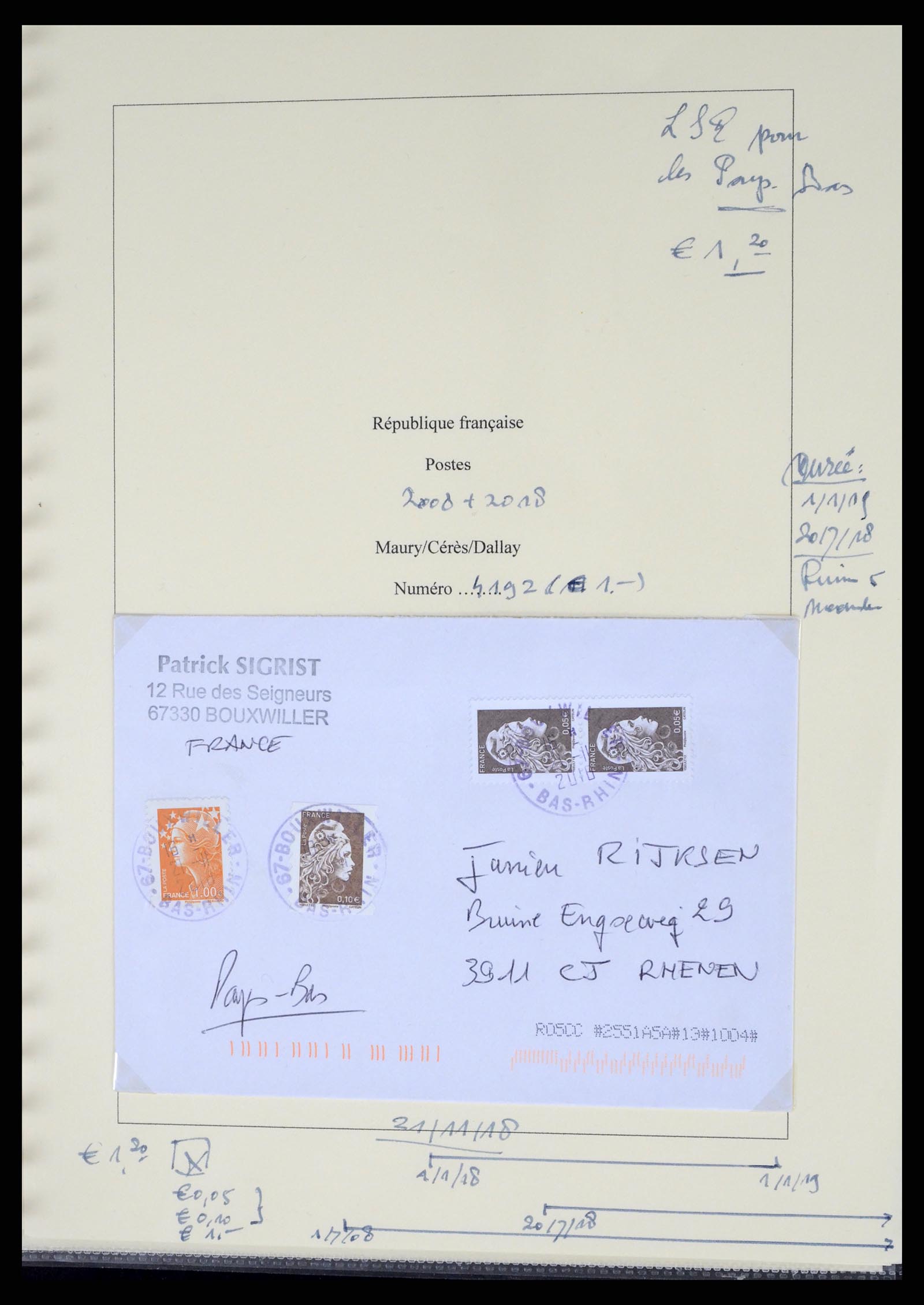 37492 272 - Postzegelverzameling 37492 Frankrijk back of the book en poststukken 