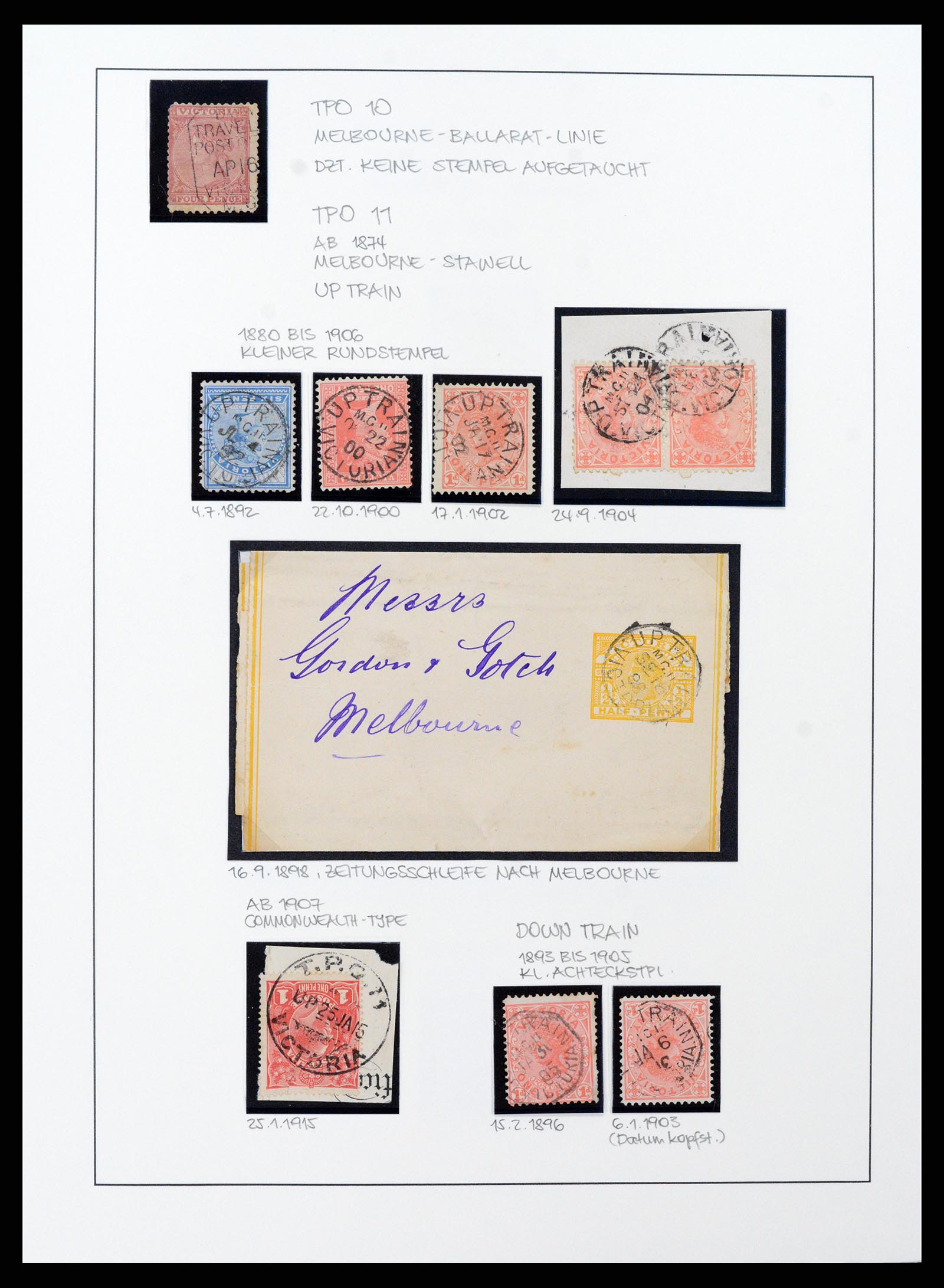 37514 017 - Stamp collection 37514 Victoria tpo cancellations 1865-1930.