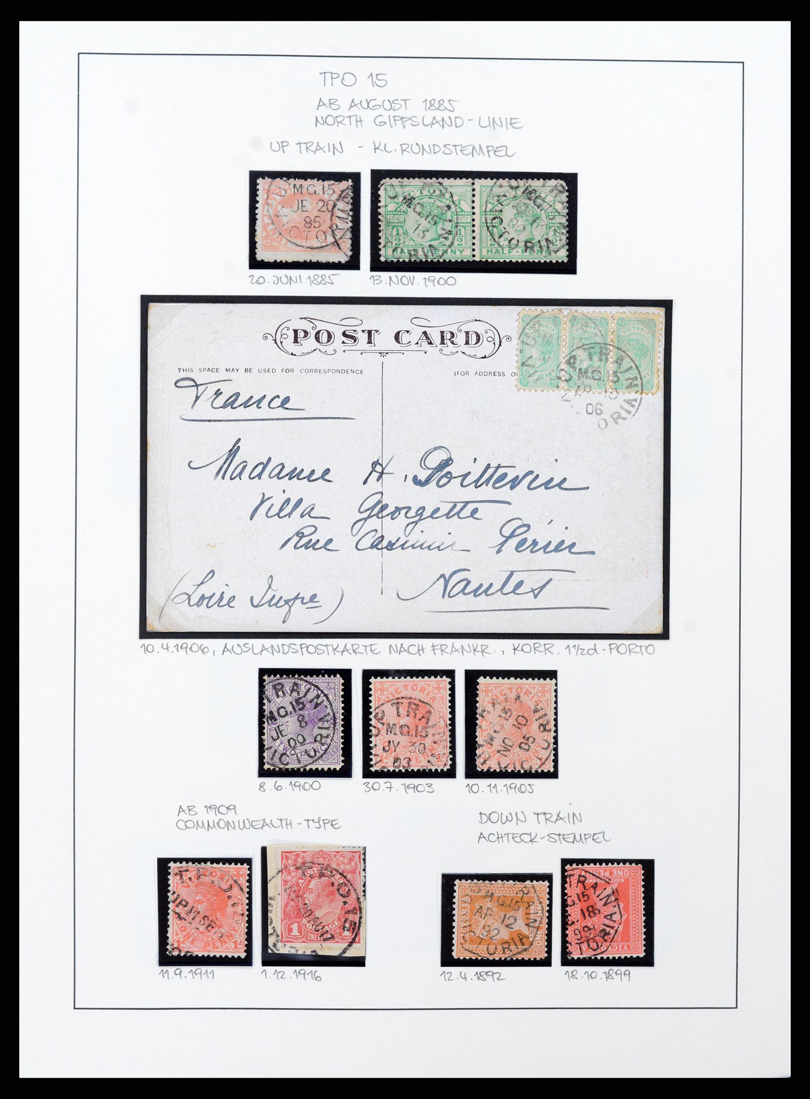 37514 021 - Stamp collection 37514 Victoria tpo cancellations 1865-1930.