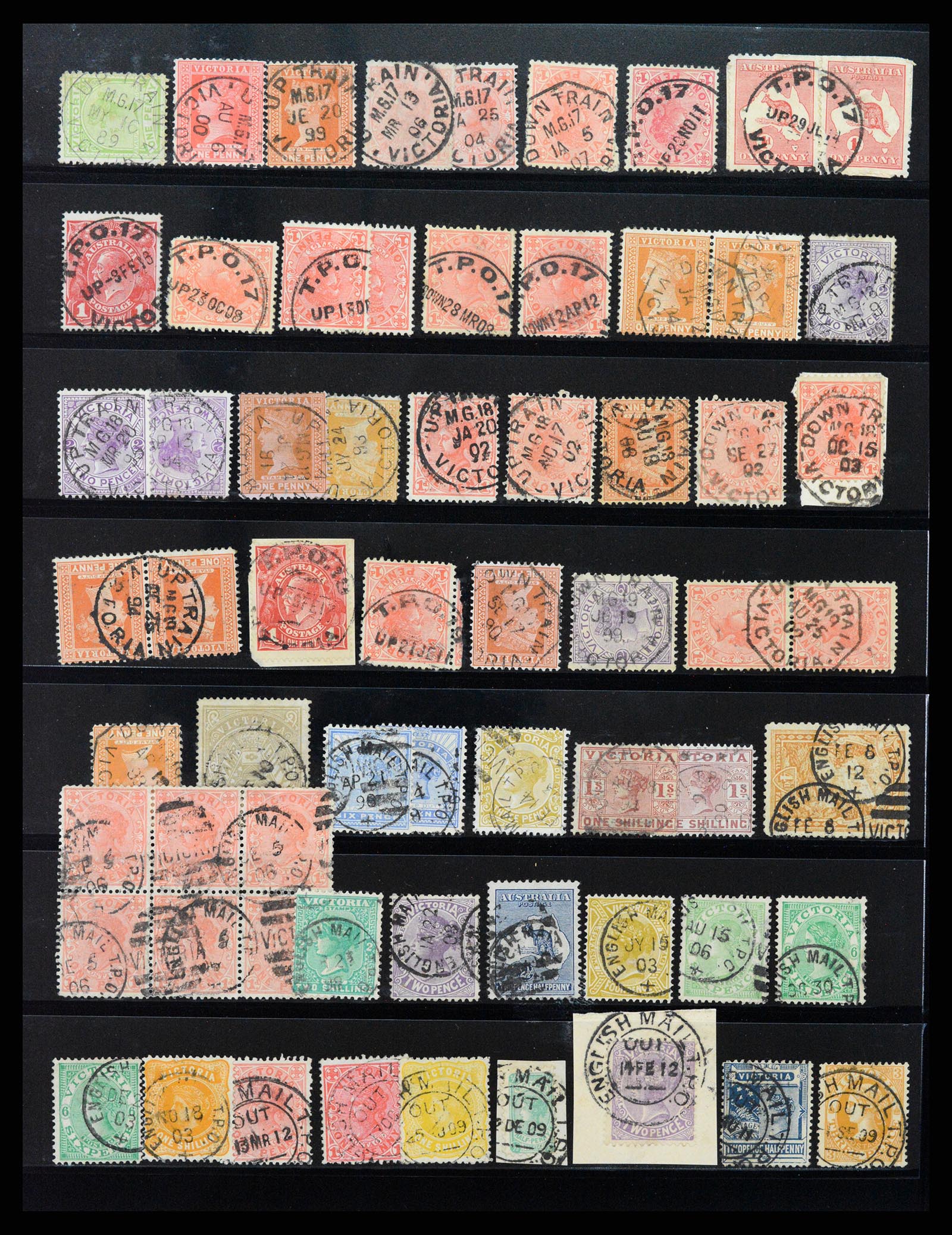 37514 032 - Postzegelverzameling 37514 Victoria stempels 1865-1930.