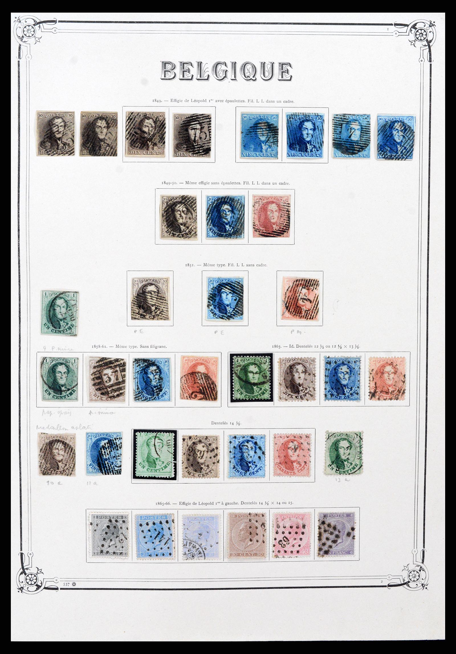 37538 001 - Postzegelverzameling 37538 België 1849-1941.