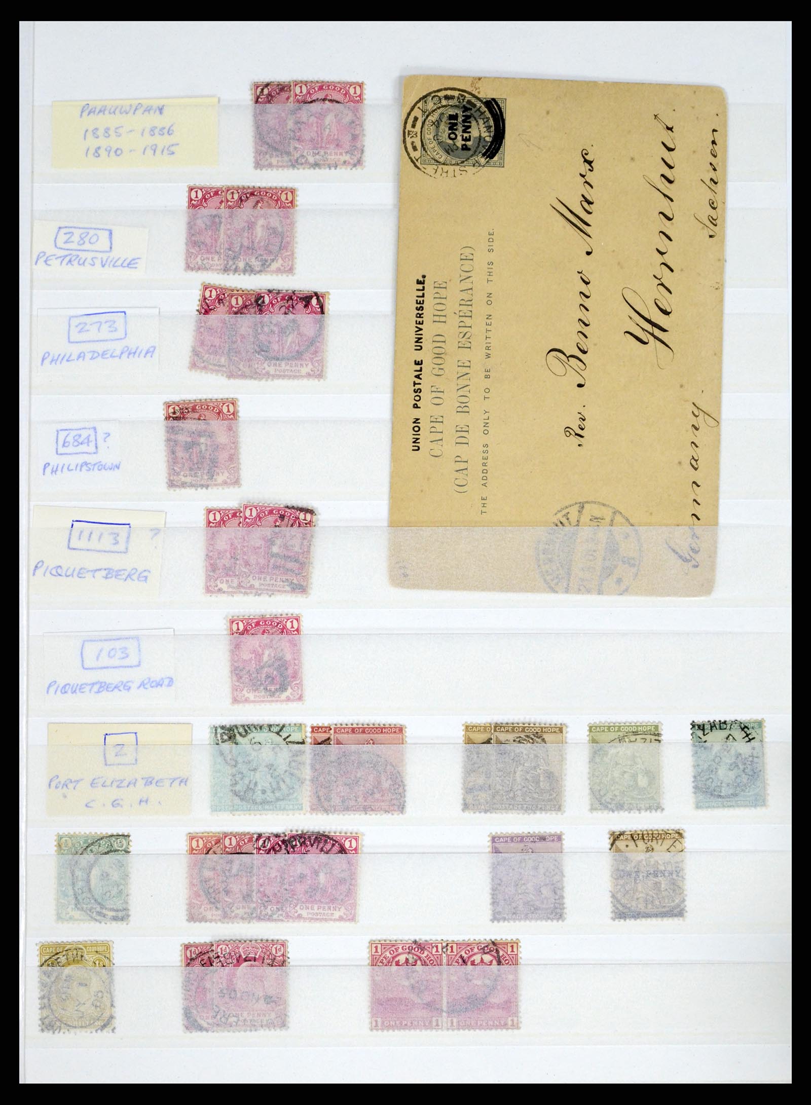 37549 066 - Postzegelverzameling 37549 Kaap de Goede Hoop stempels 1890-1910.