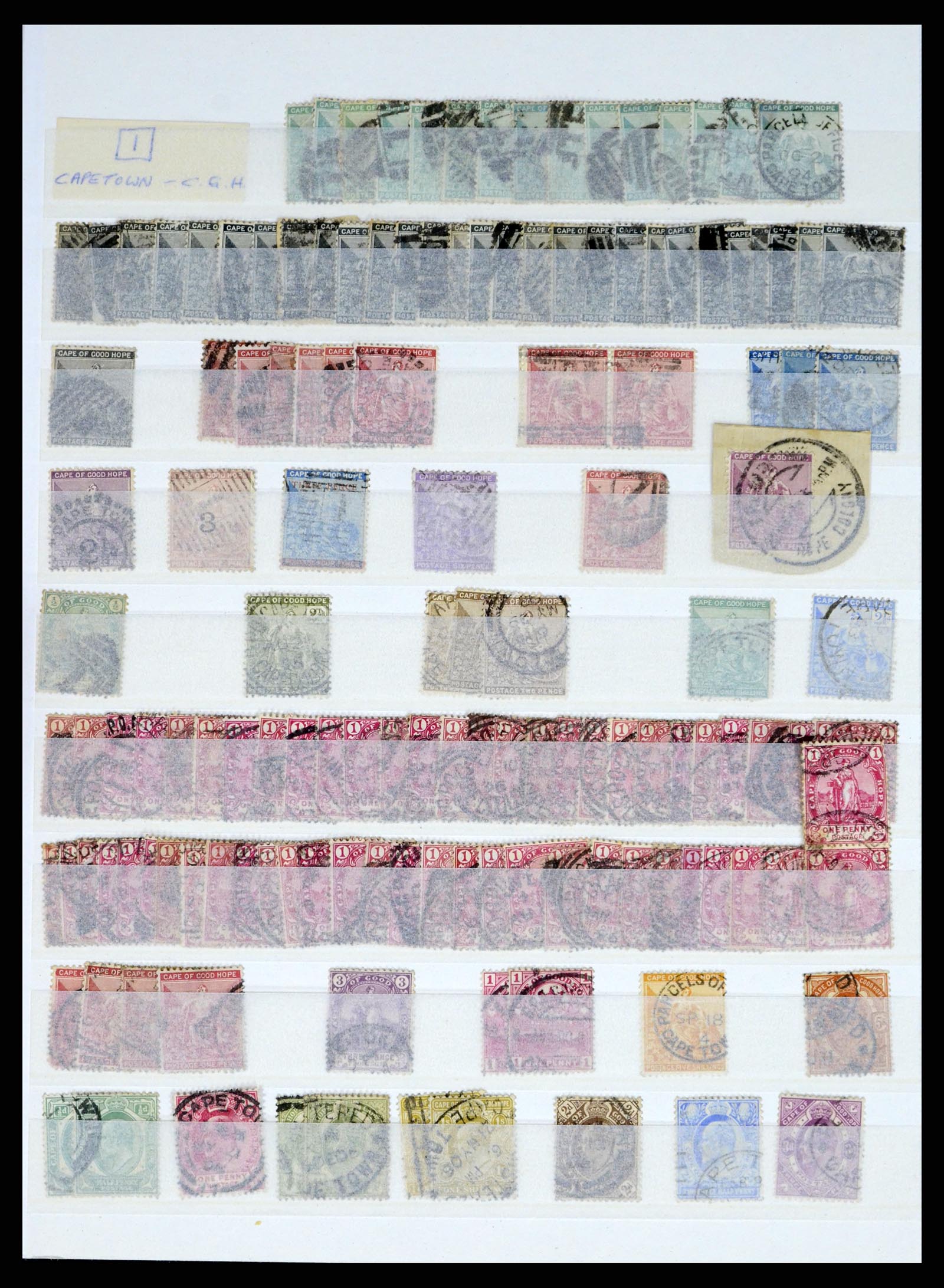 37549 073 - Postzegelverzameling 37549 Kaap de Goede Hoop stempels 1890-1910.