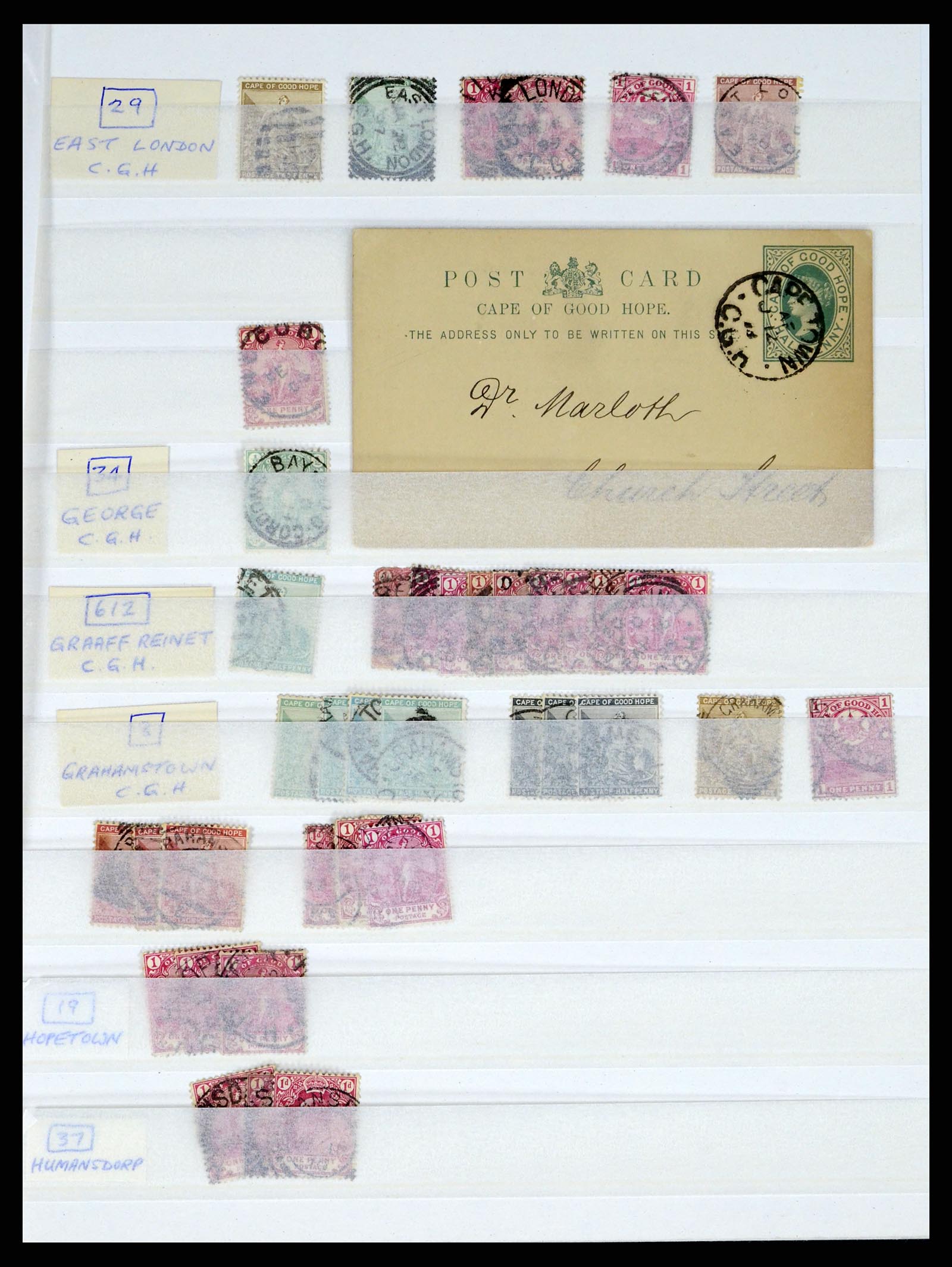 37549 076 - Postzegelverzameling 37549 Kaap de Goede Hoop stempels 1890-1910.