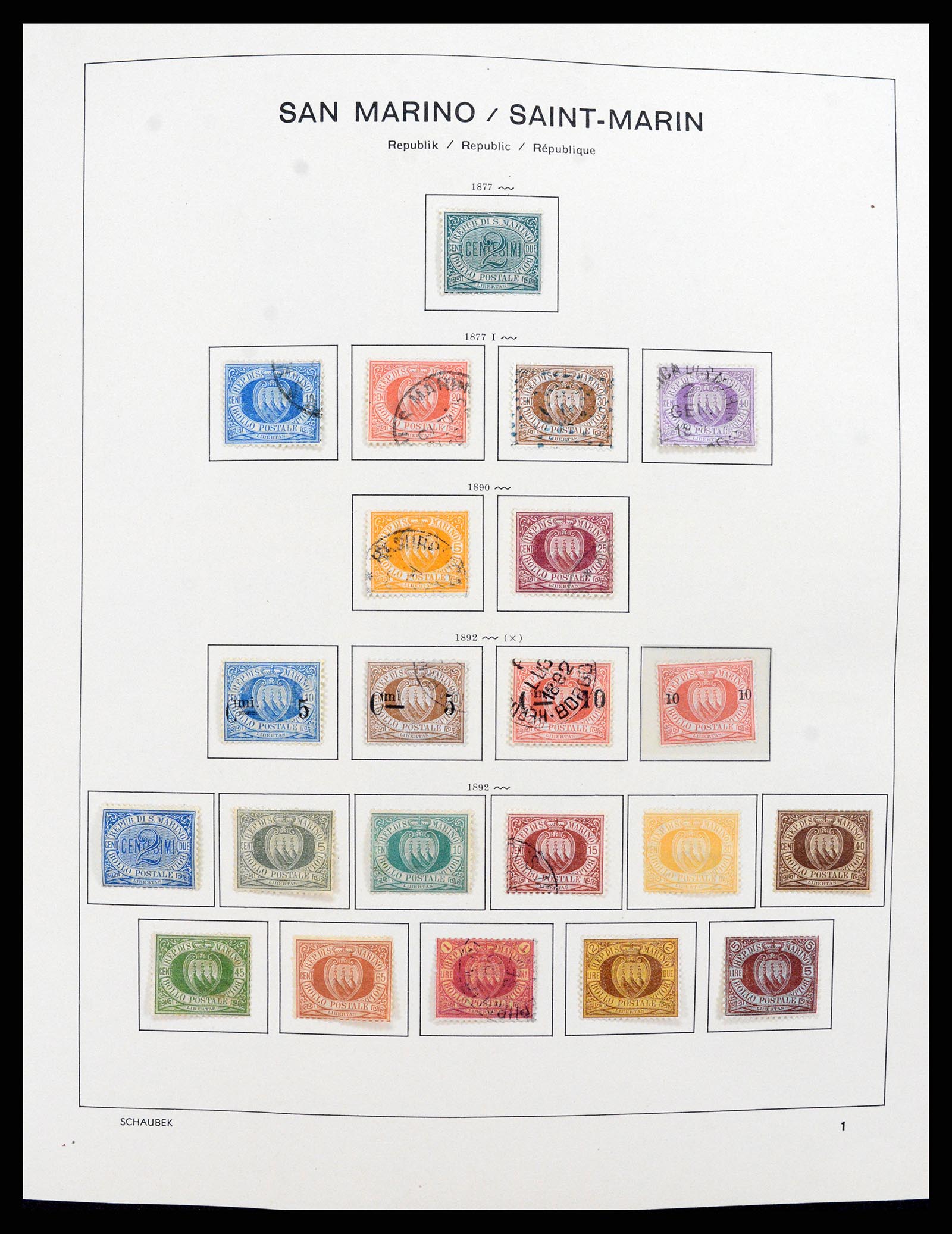 37556 001 - Postzegelverzameling 37556 San Marino 1877-2017.