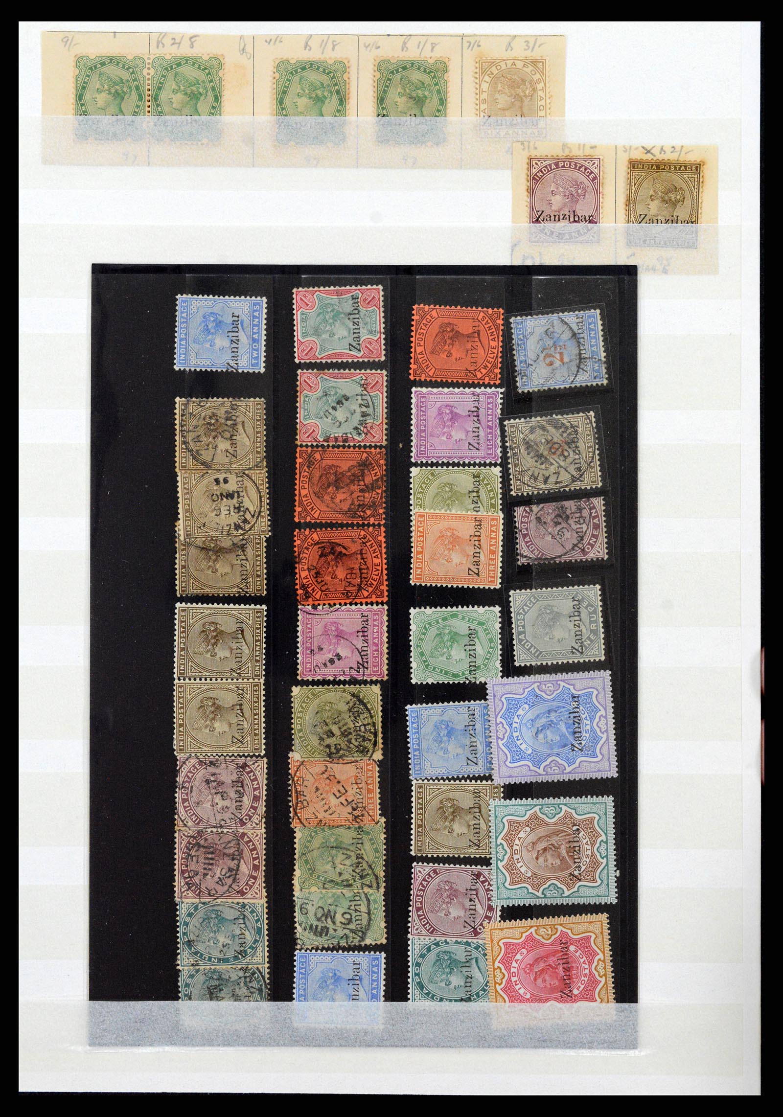 37576 003 - Stamp collection 37576 Zanzibar overprints specialised 1895-1896. 37576 003 - Stamp collection 37576 Zanzibar overprints specialised 1895-1896.