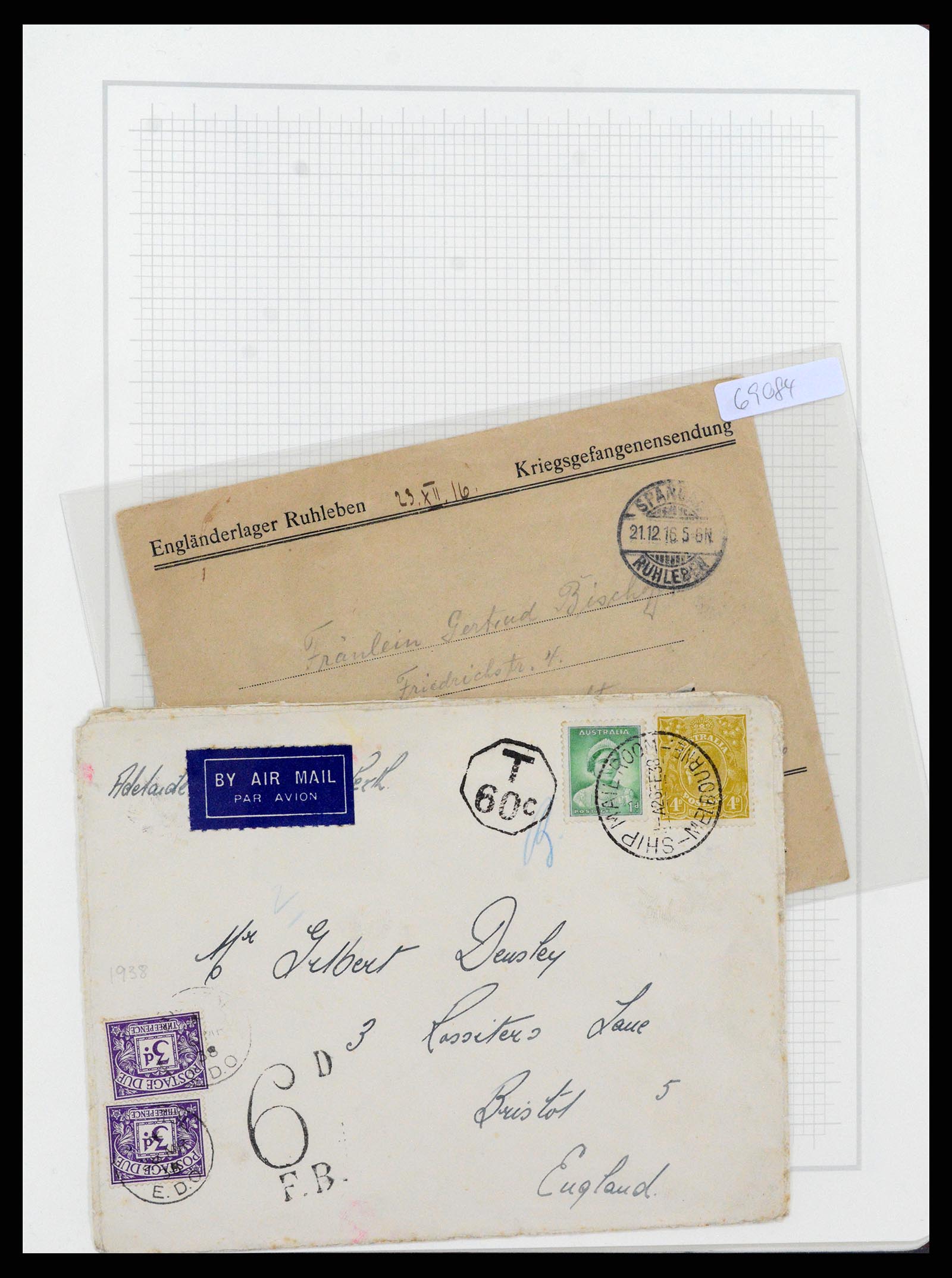 37602 004 - Postzegelverzameling 37602 Engeland en koloniën brieven 1862-1951.
