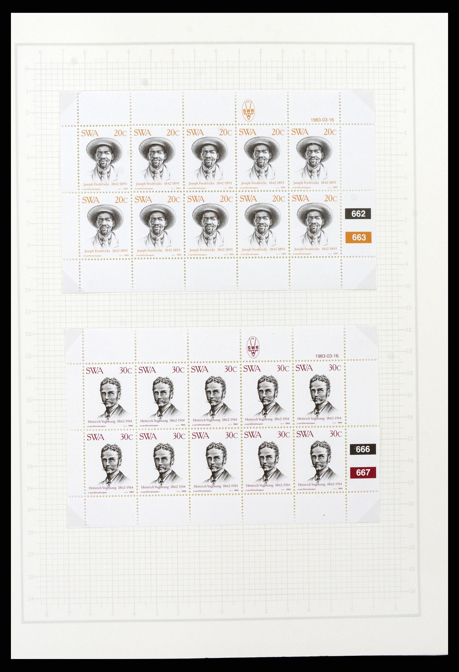 37620 068 - Postzegelverzameling 37620 Zuid West Afrika 1923-1990.