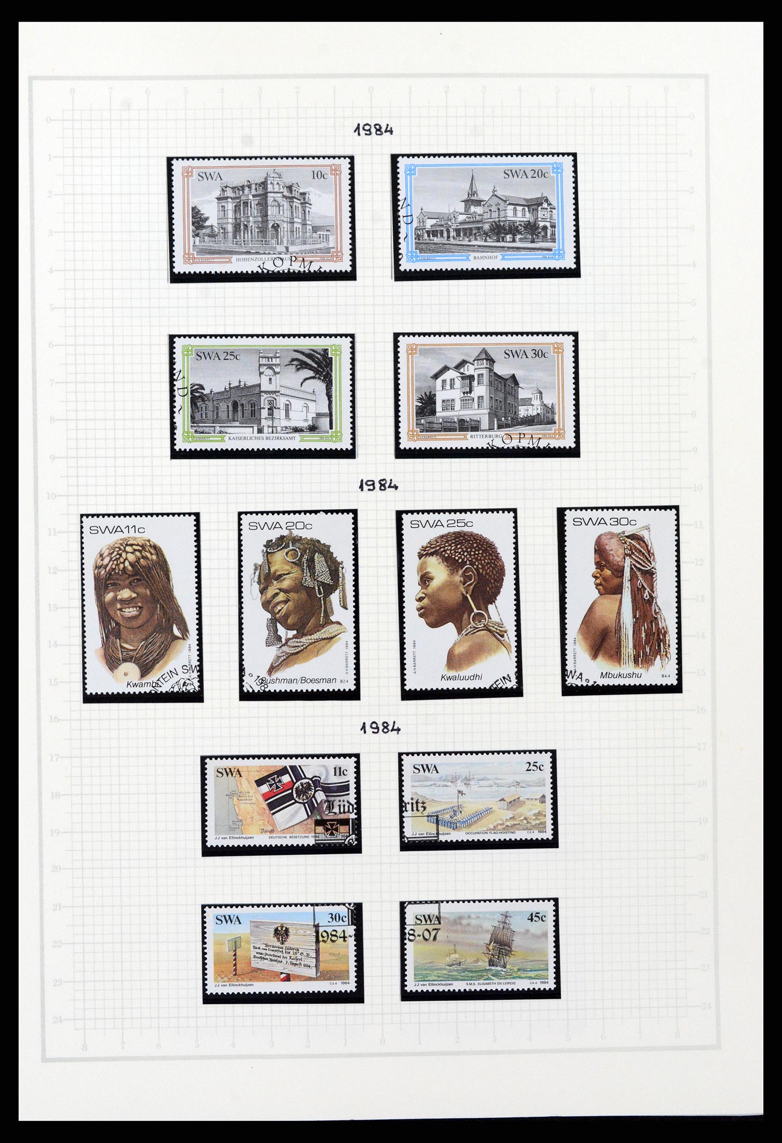37620 073 - Postzegelverzameling 37620 Zuid West Afrika 1923-1990.