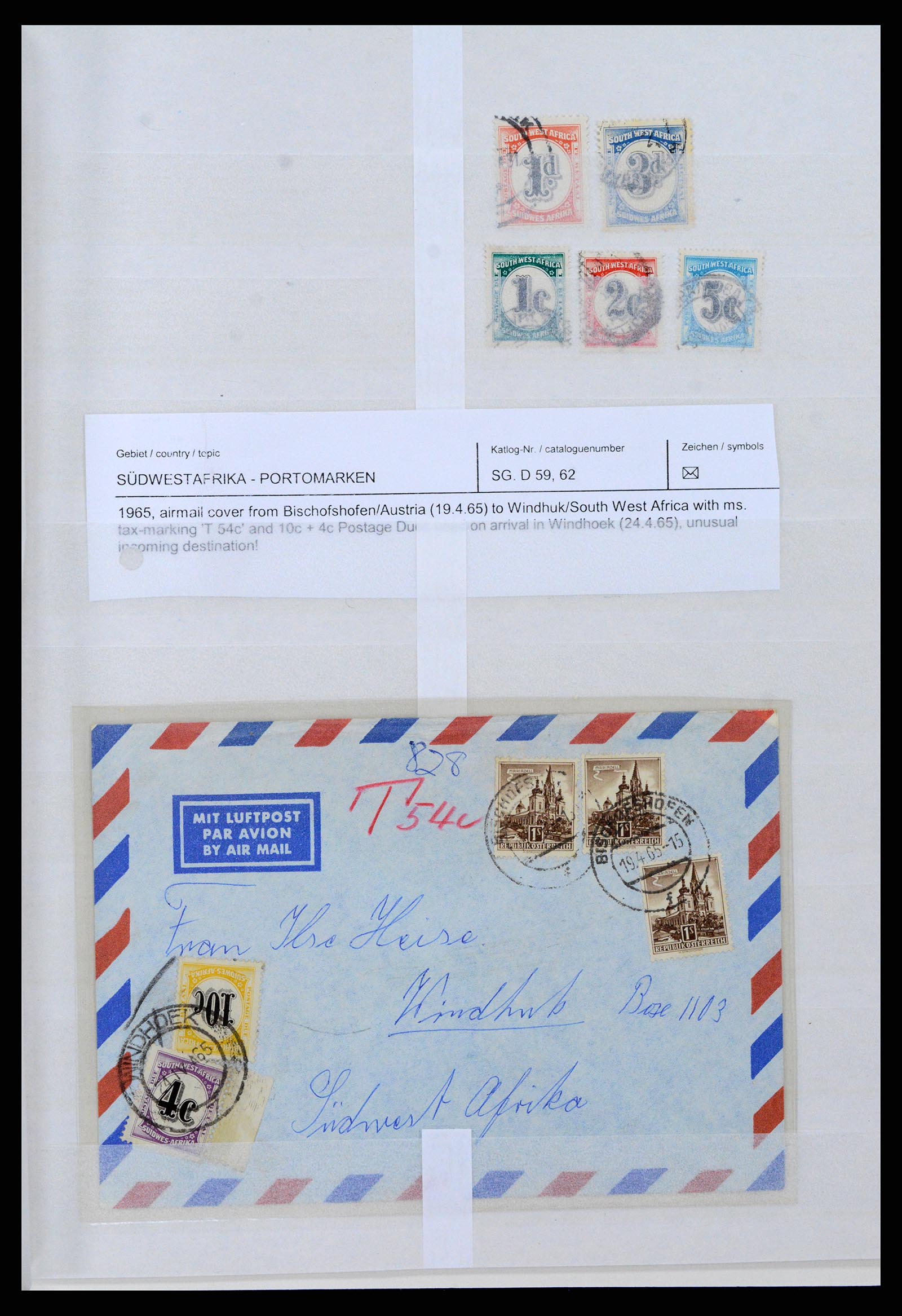 37620 094 - Postzegelverzameling 37620 Zuid West Afrika 1923-1990.