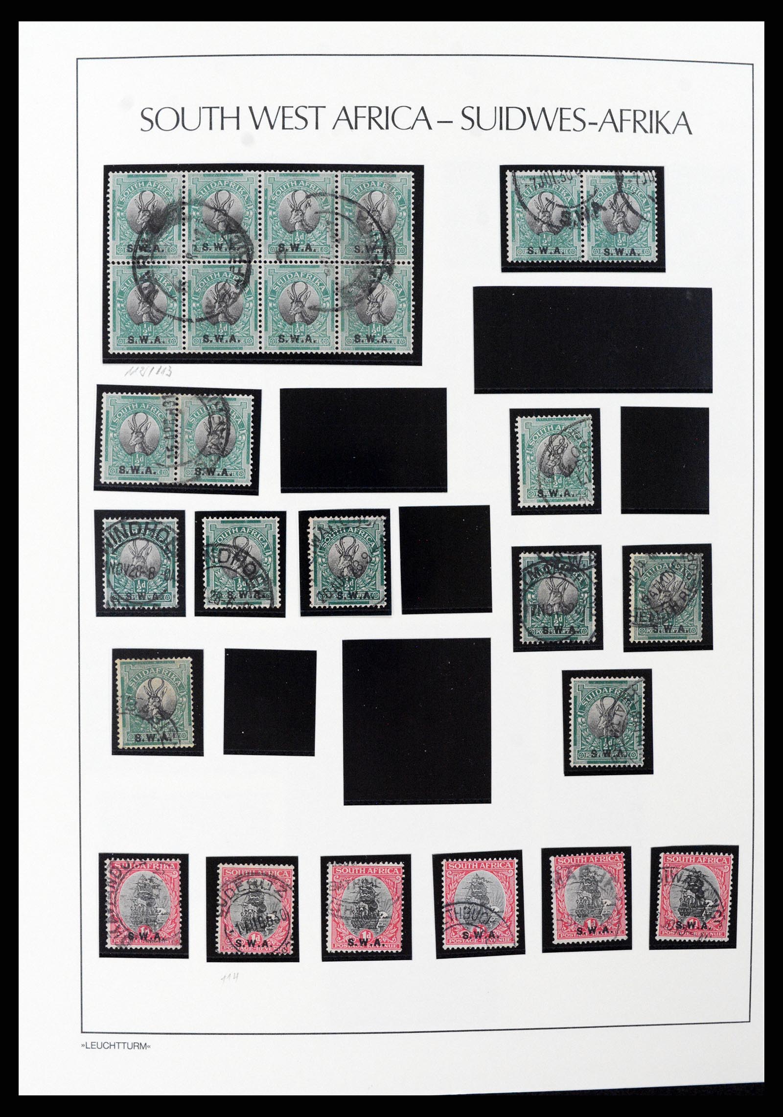 37621 030 - Postzegelverzameling 37621 Zuid West Afrika en Namibië 1910-1991.