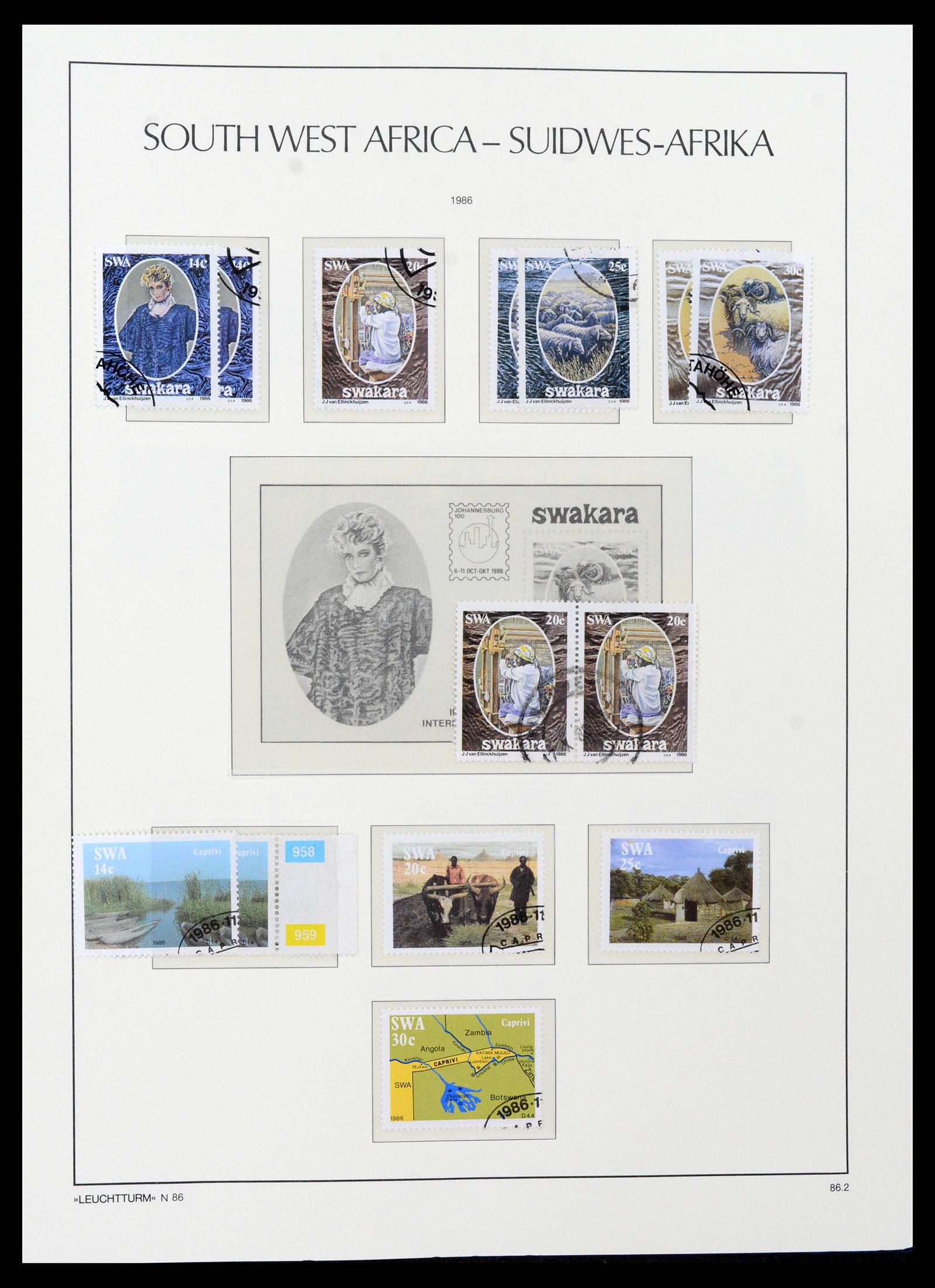 37621 185 - Postzegelverzameling 37621 Zuid West Afrika en Namibië 1910-1991.