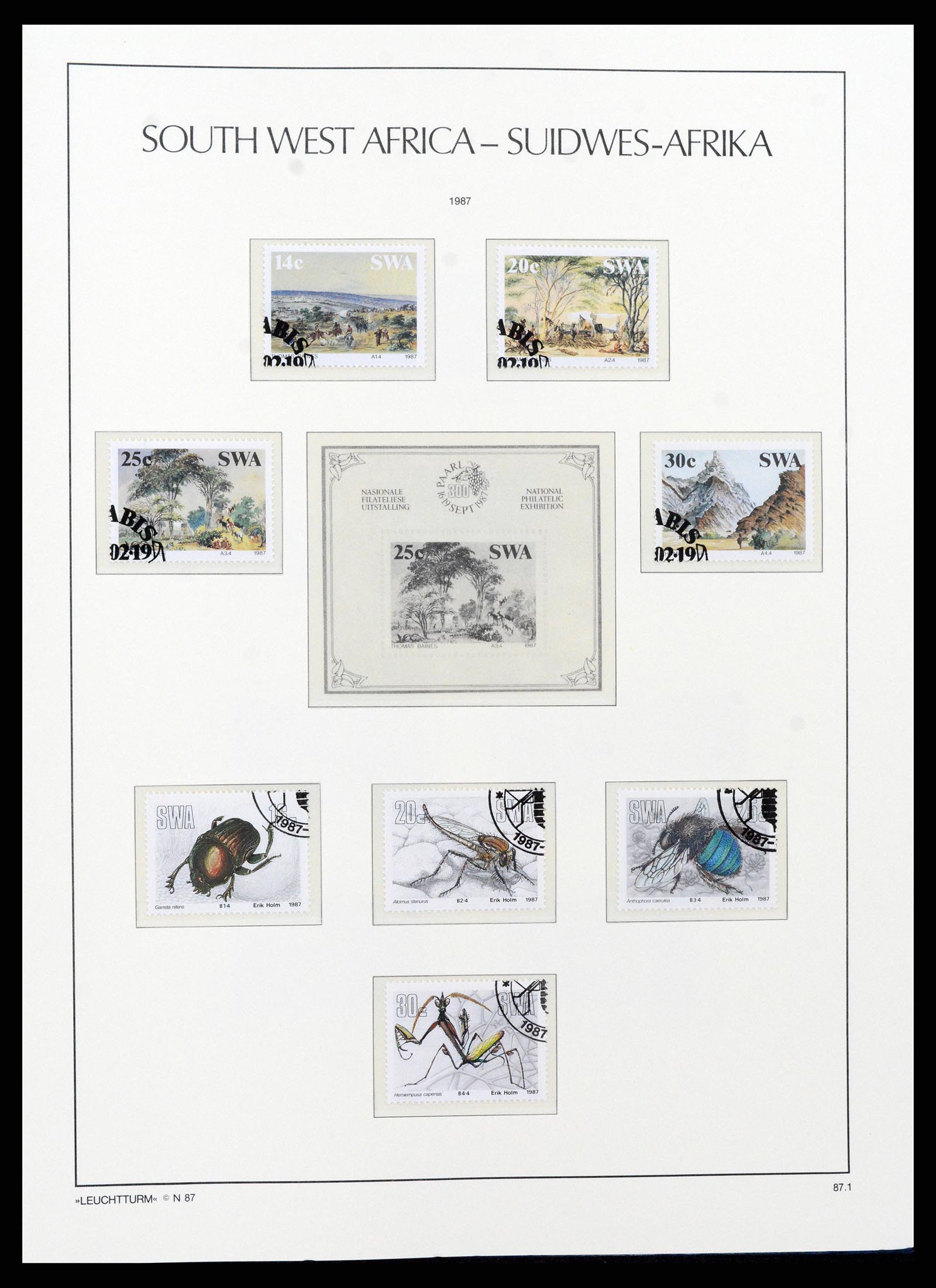 37621 186 - Postzegelverzameling 37621 Zuid West Afrika en Namibië 1910-1991.