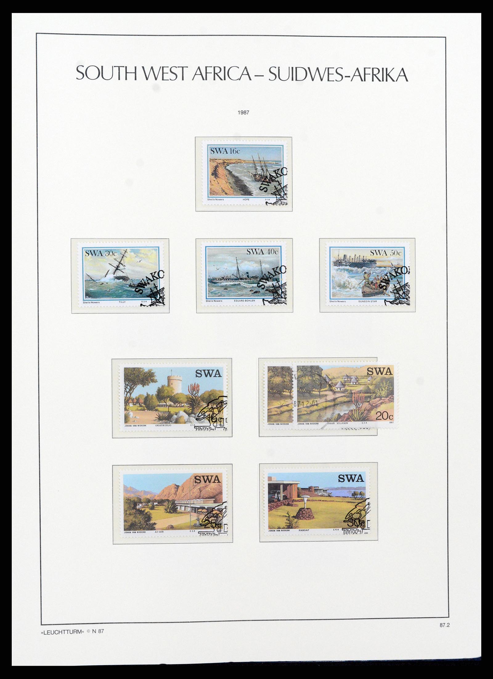 37621 187 - Postzegelverzameling 37621 Zuid West Afrika en Namibië 1910-1991.
