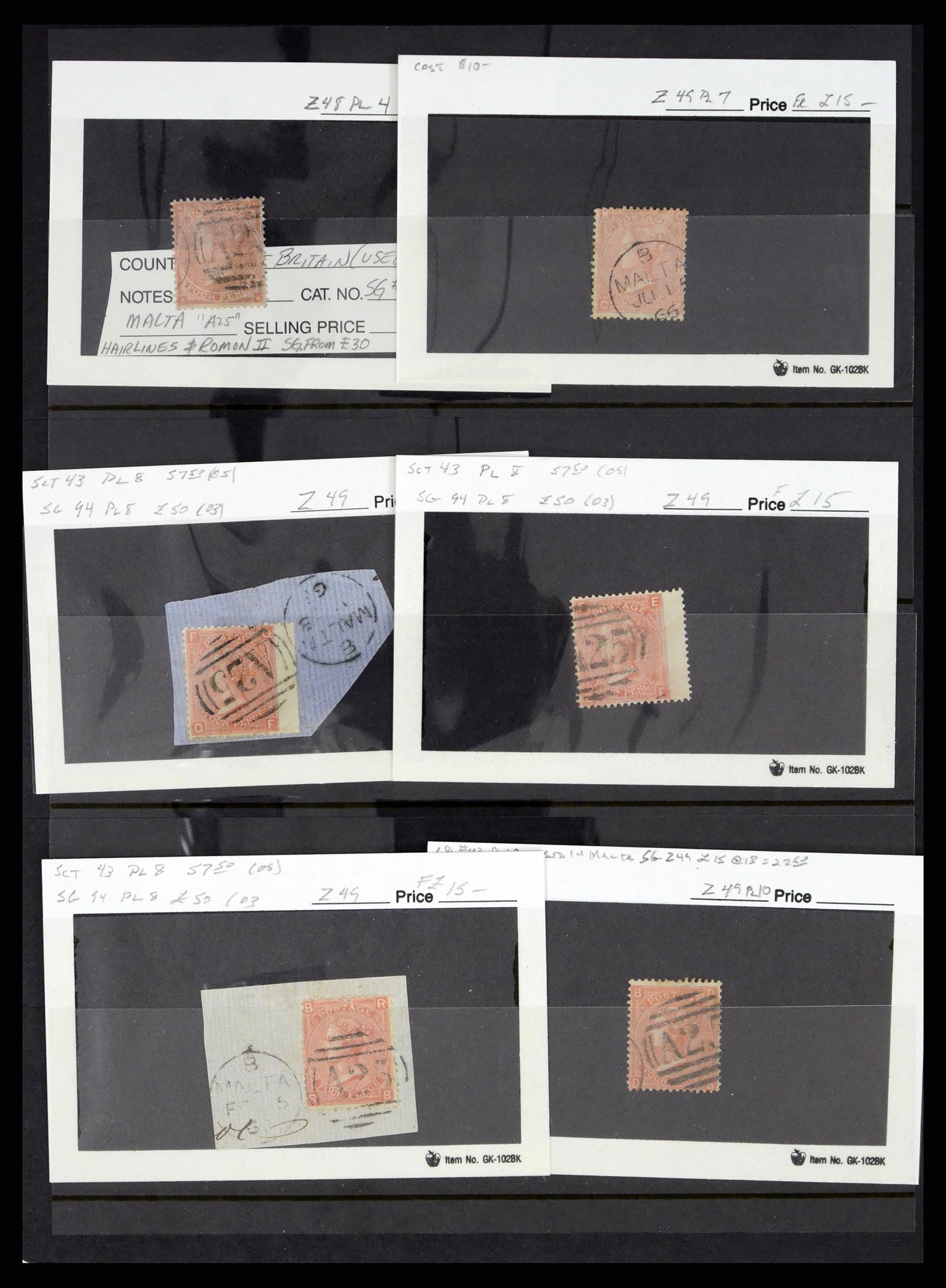 37627 009 - Postzegelverzameling 37627 Engeland gebruikt in Malta 1856-1918.