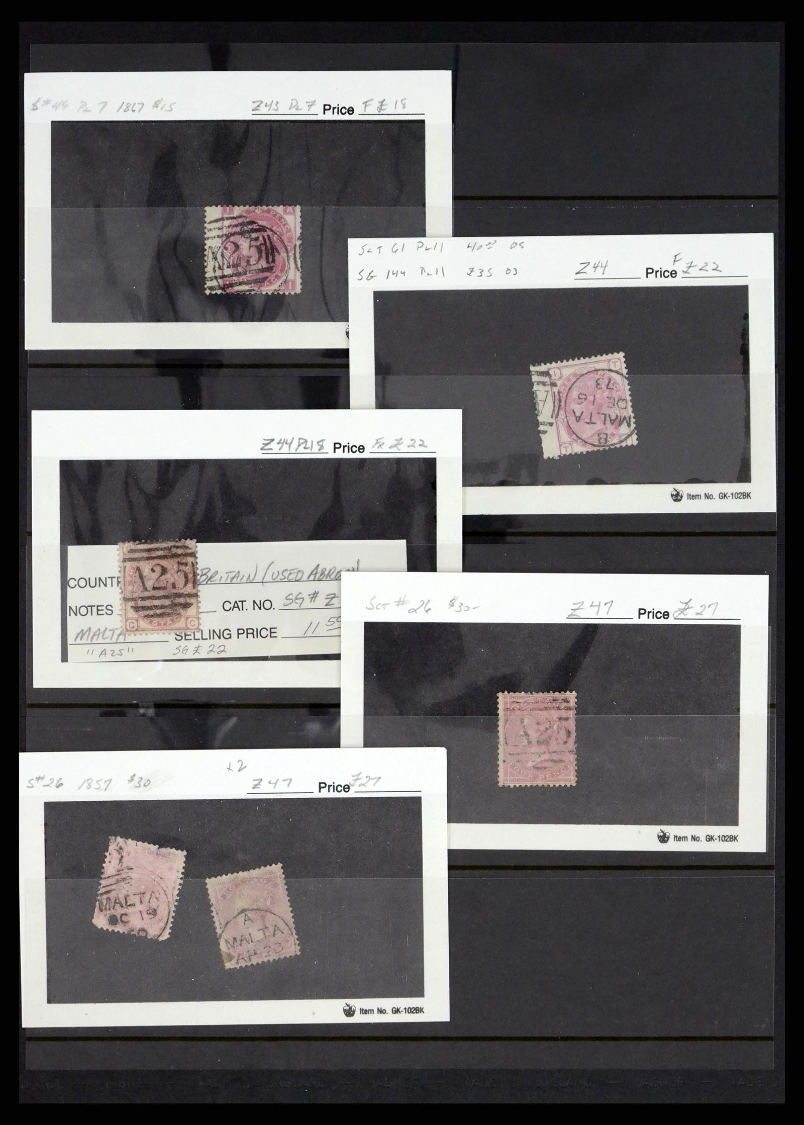 37627 010 - Postzegelverzameling 37627 Engeland gebruikt in Malta 1856-1918.
