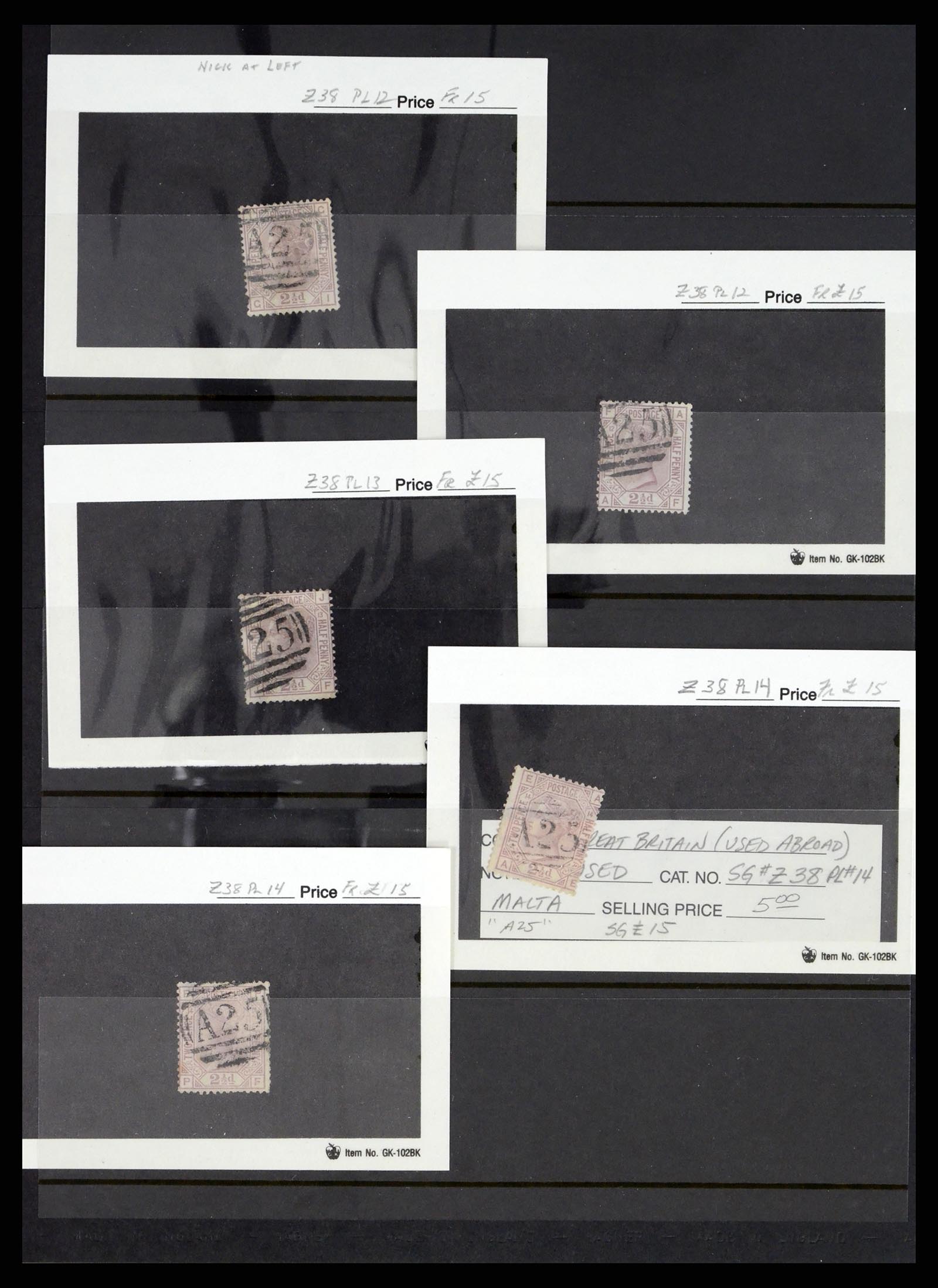 37627 014 - Postzegelverzameling 37627 Engeland gebruikt in Malta 1856-1918.