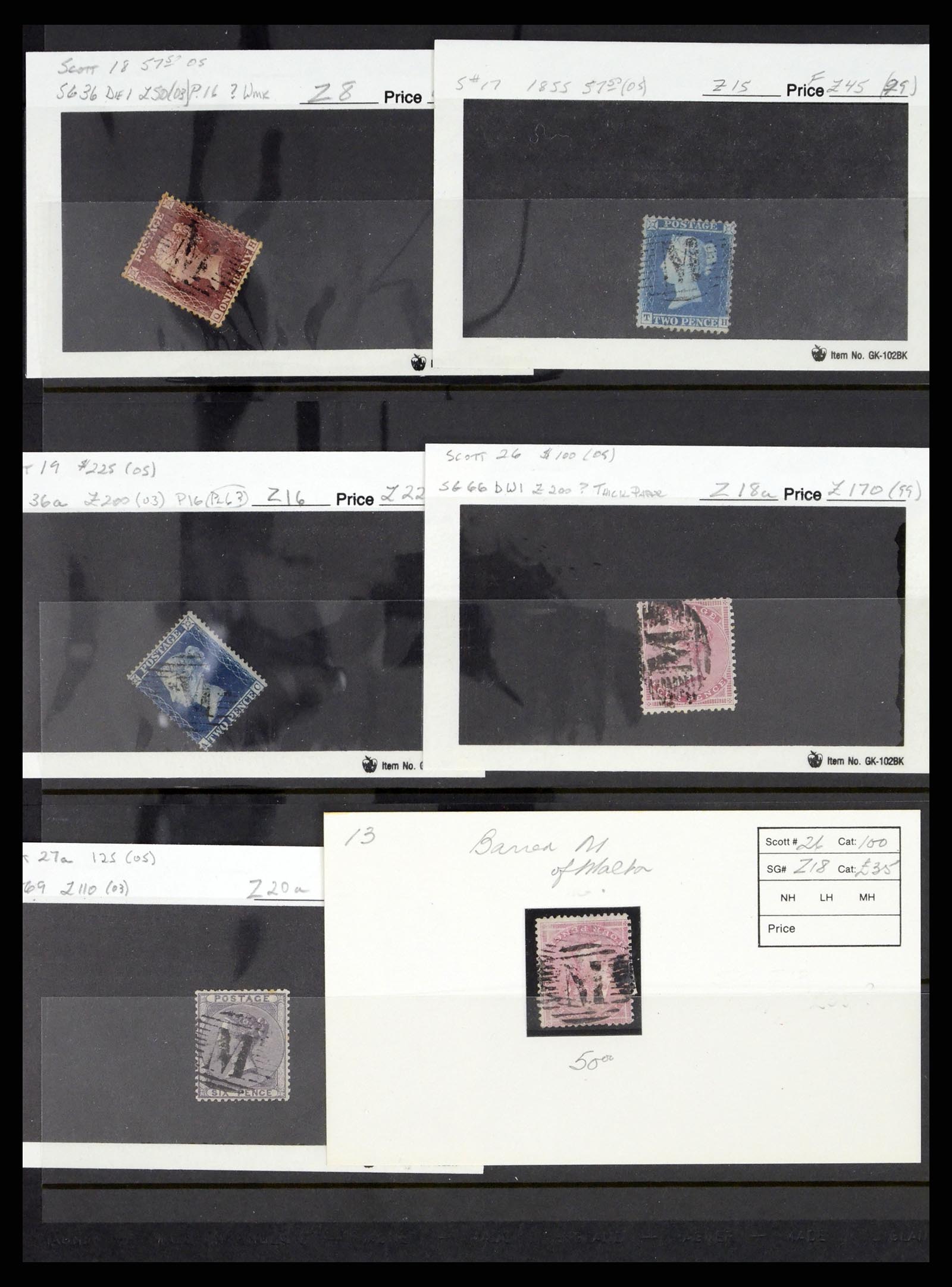 37627 020 - Postzegelverzameling 37627 Engeland gebruikt in Malta 1856-1918.