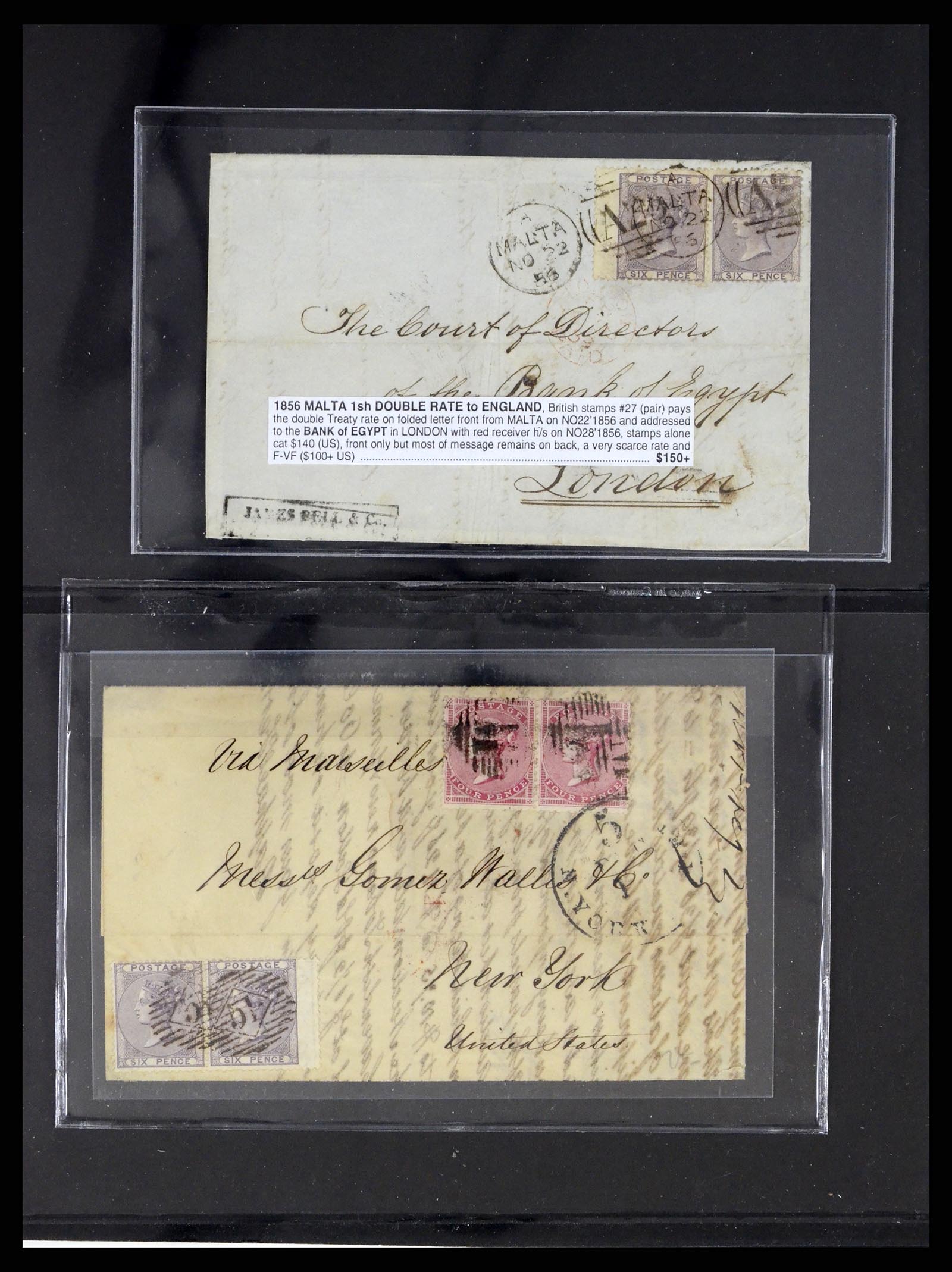 37627 021 - Postzegelverzameling 37627 Engeland gebruikt in Malta 1856-1918.