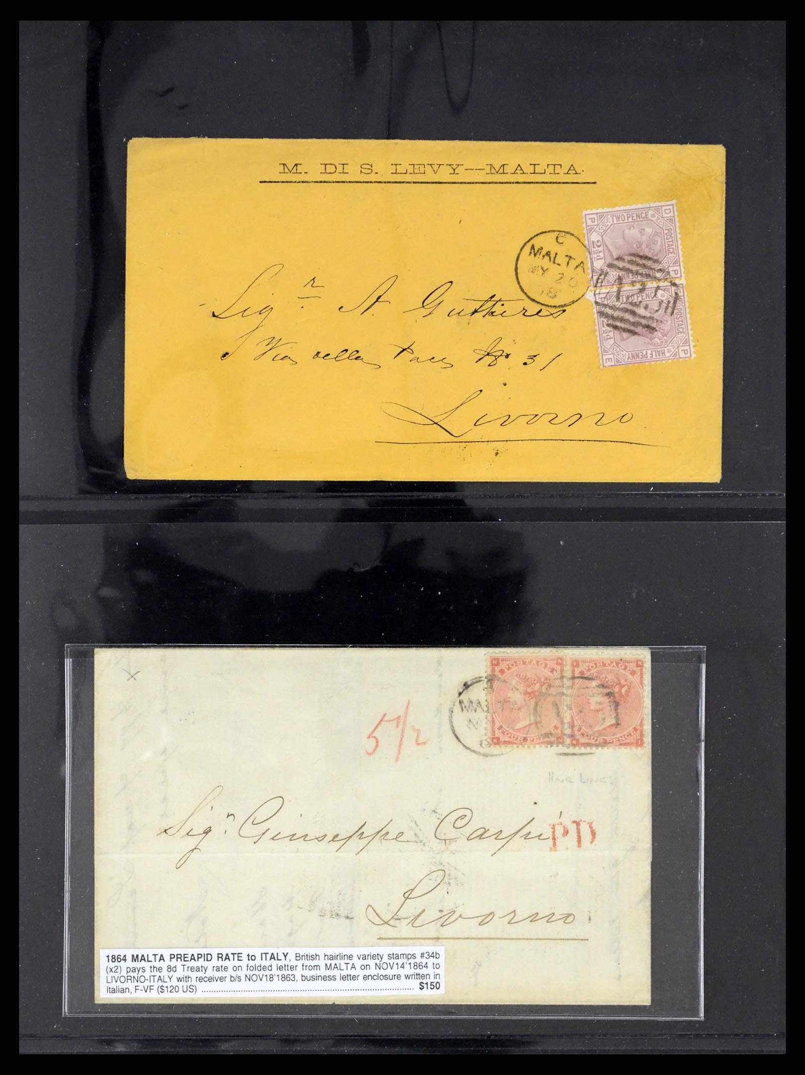 37627 023 - Postzegelverzameling 37627 Engeland gebruikt in Malta 1856-1918.